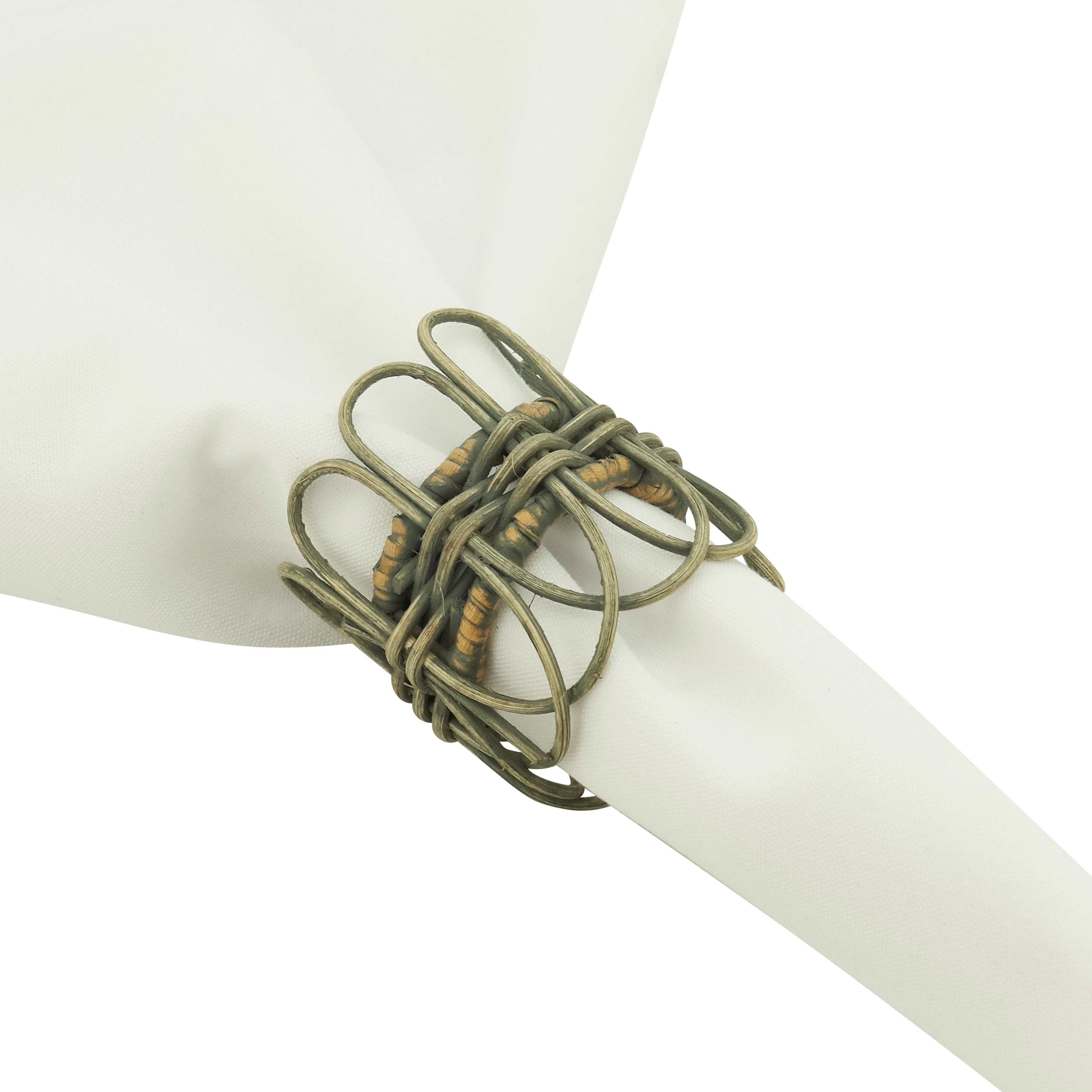 Twisted Rattan Napkin Ring, Set of 4