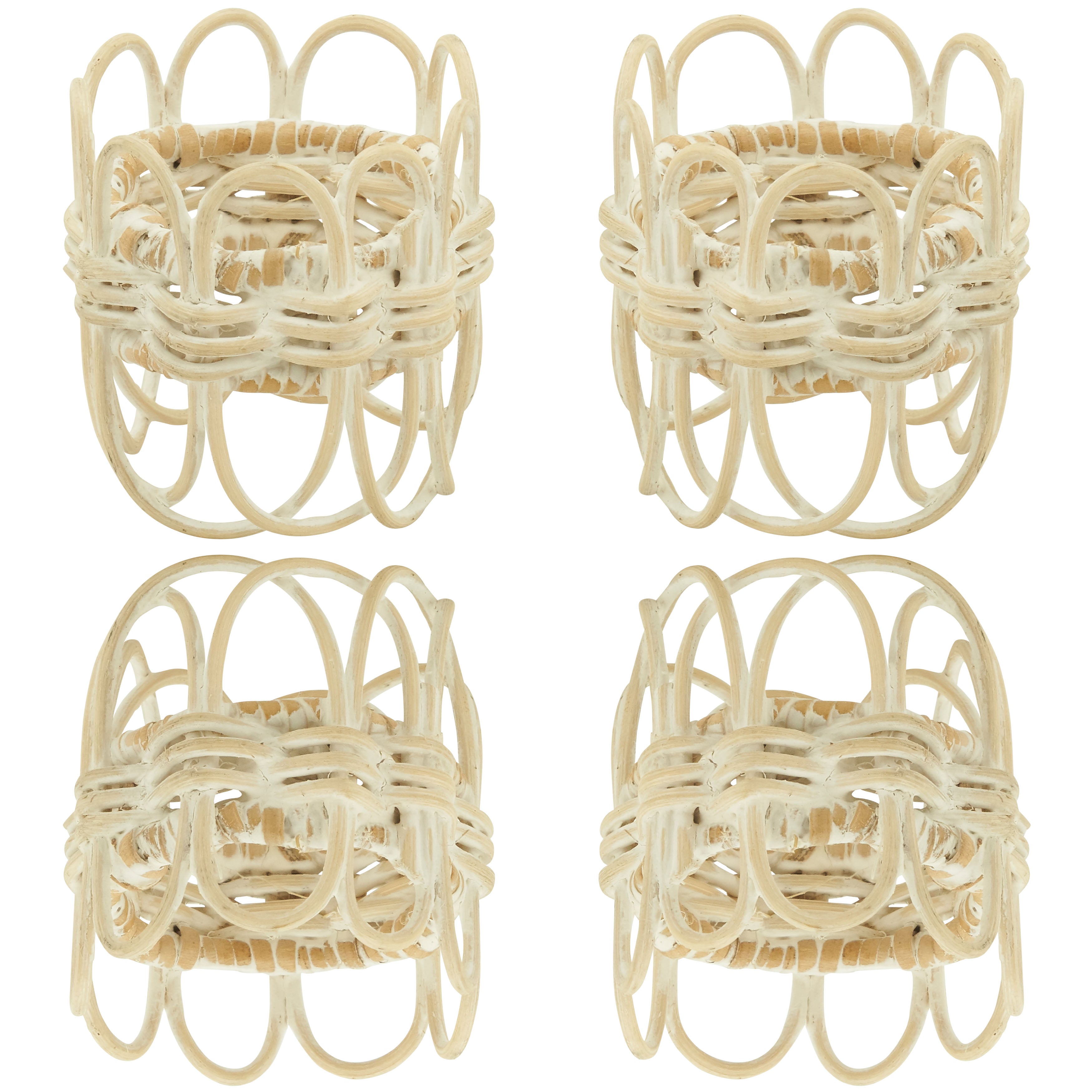 Twisted Rattan Napkin Ring, Set of 4