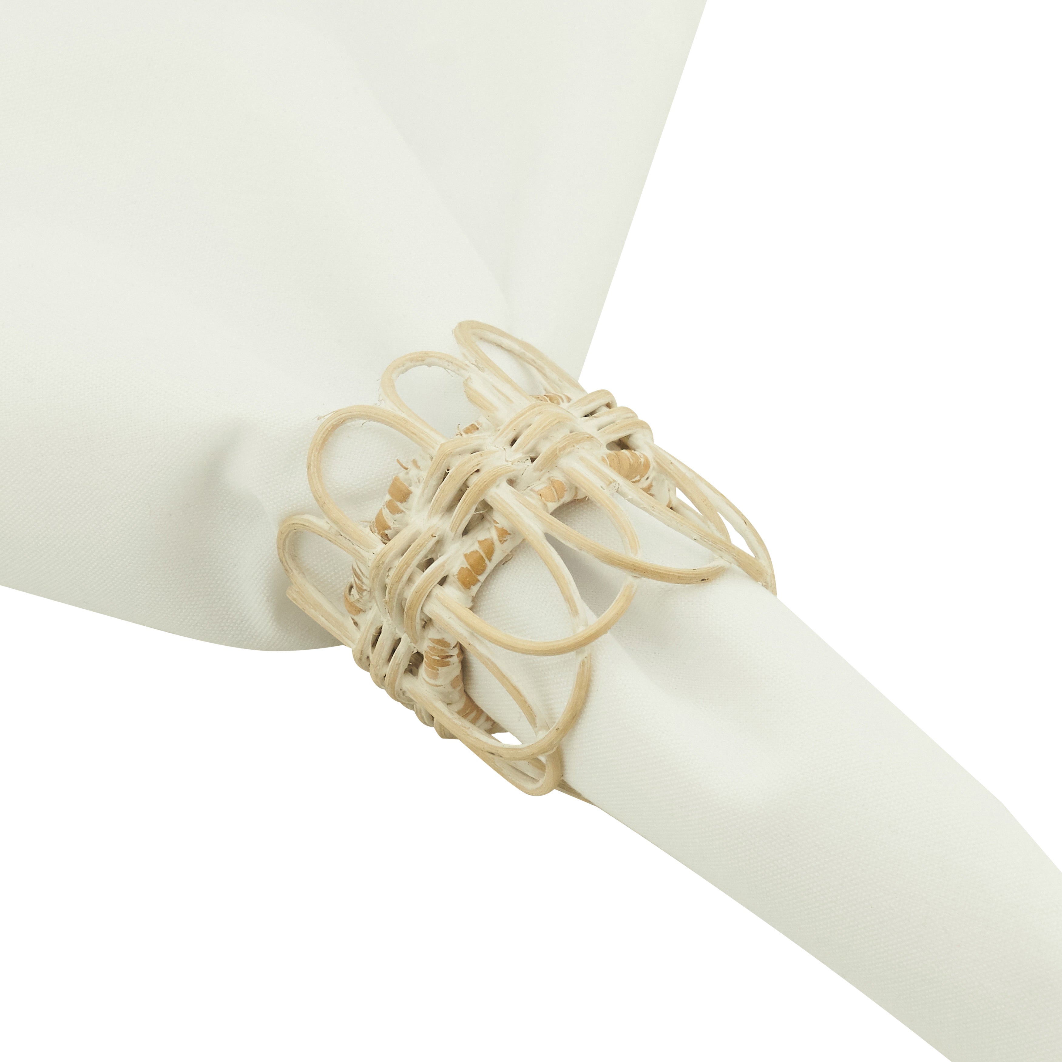 Twisted Rattan Napkin Ring, Set of 4
