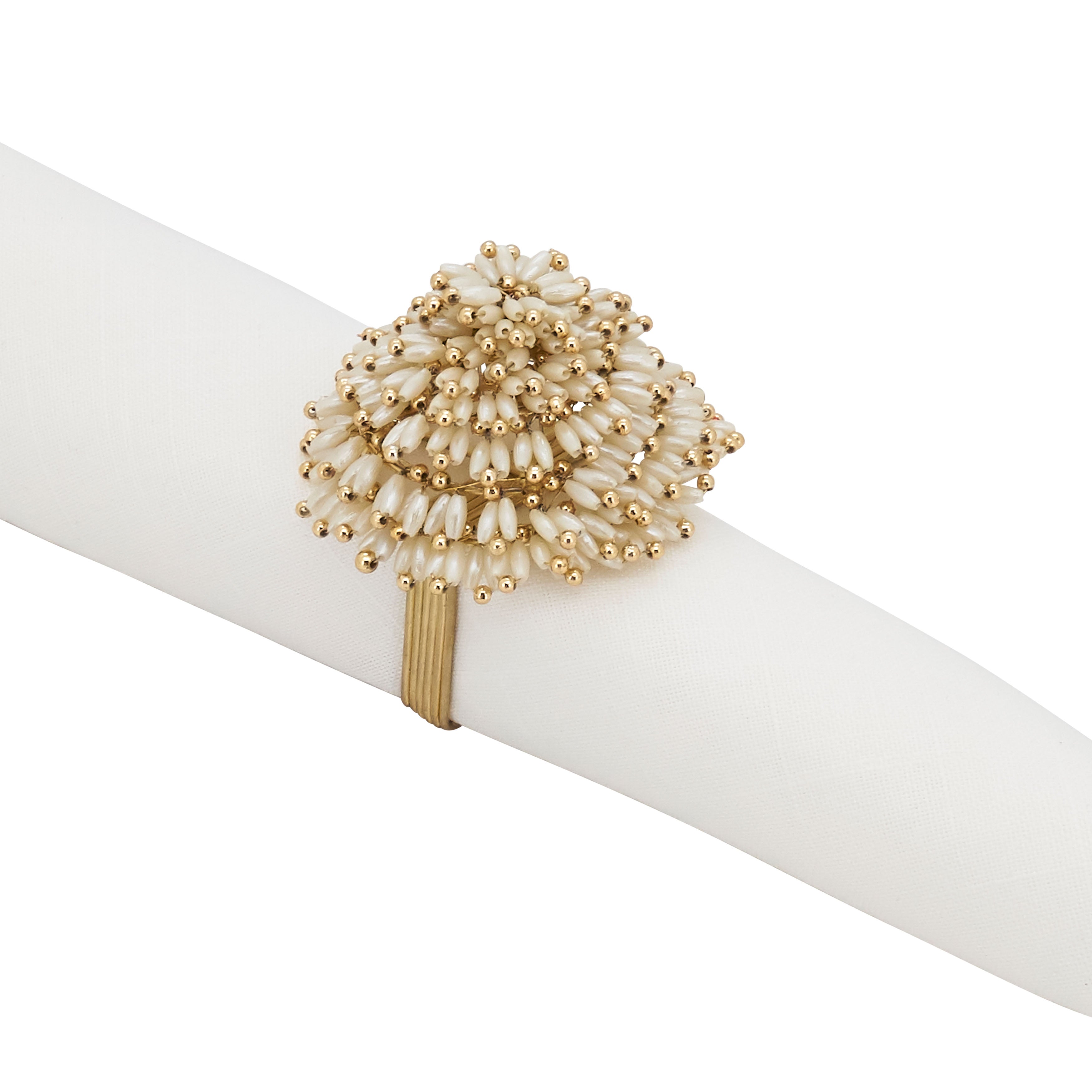 Beaded Design Napkin Ring, Set of 4