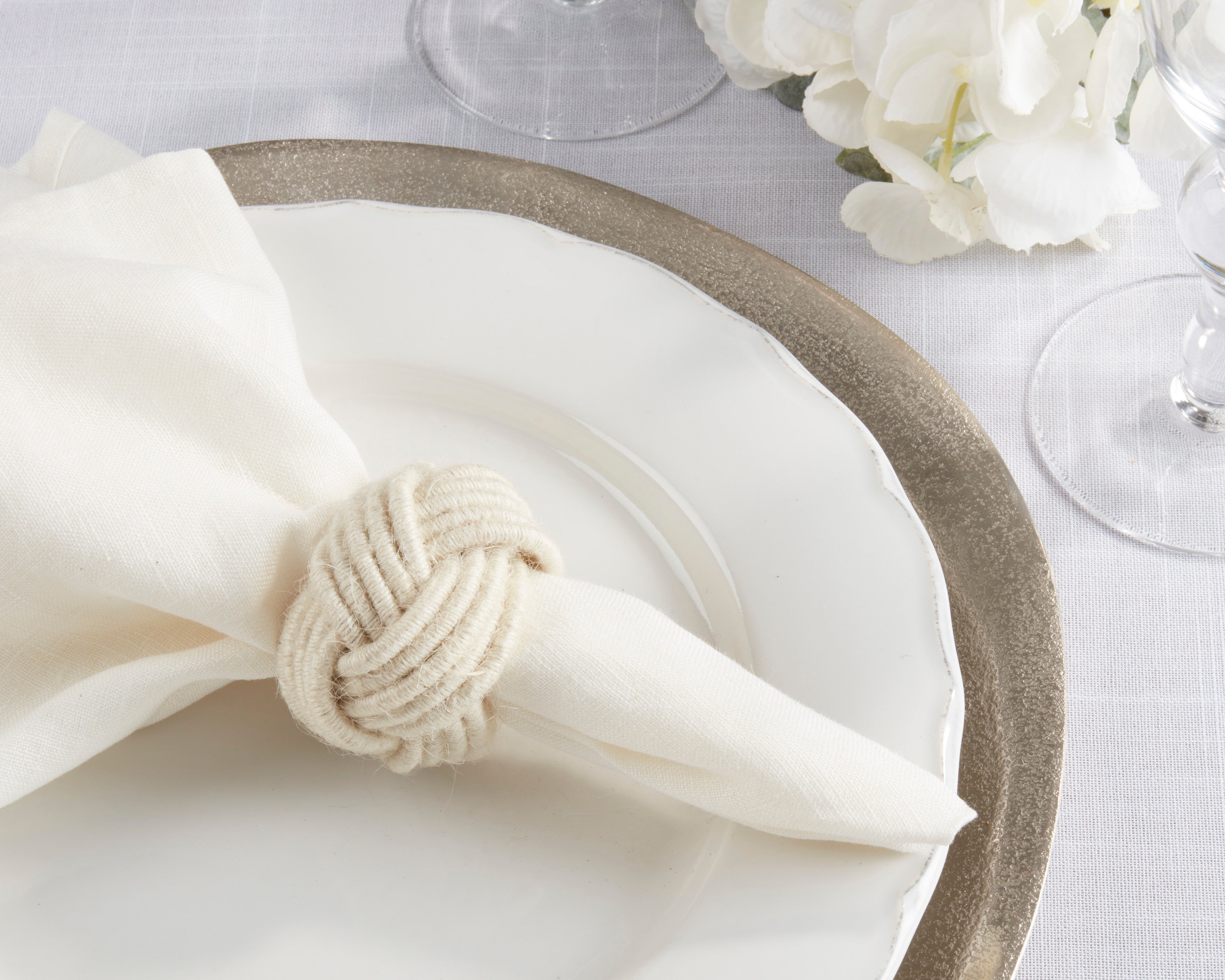 Braided Jute Napkin Ring, Set of 4