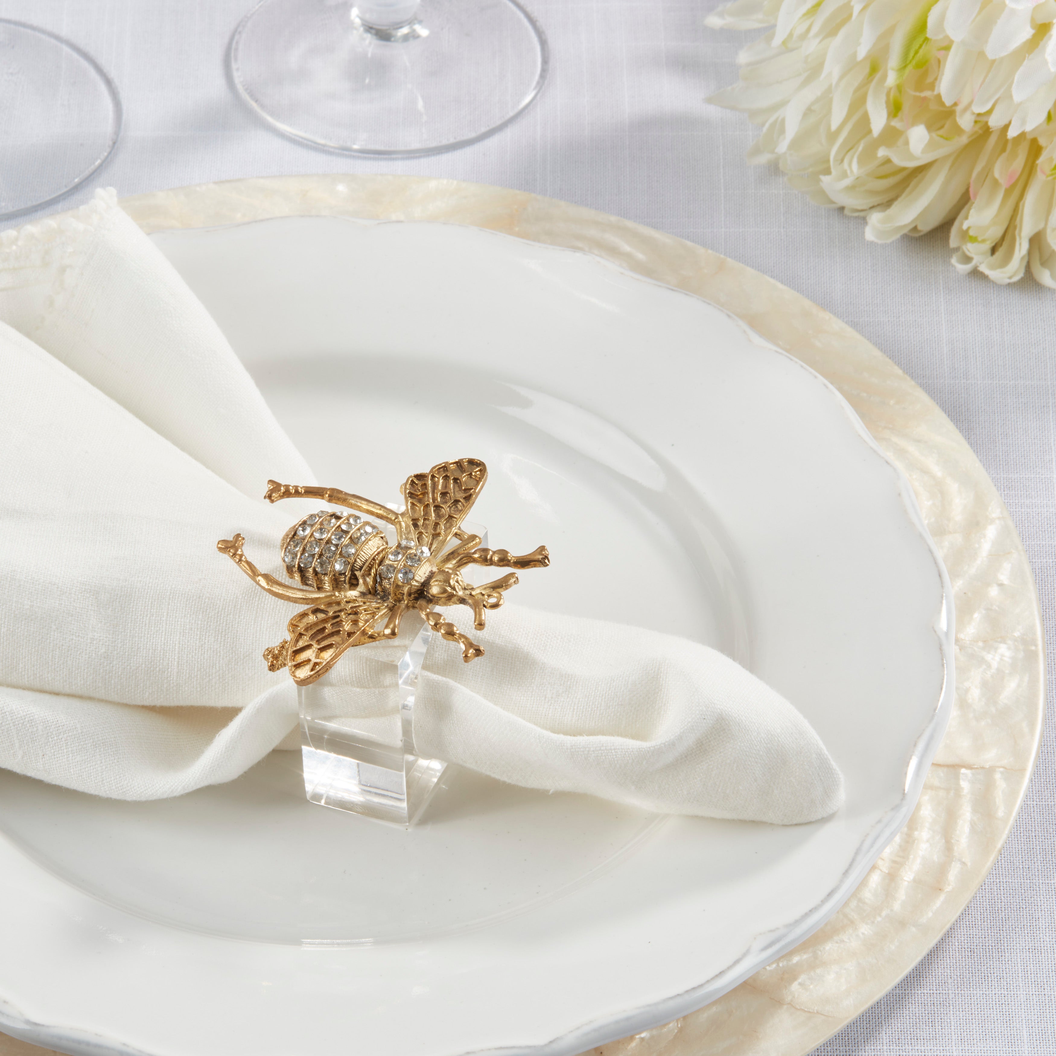 Buzzing Bee Beaded Napkin Ring, Set of 4