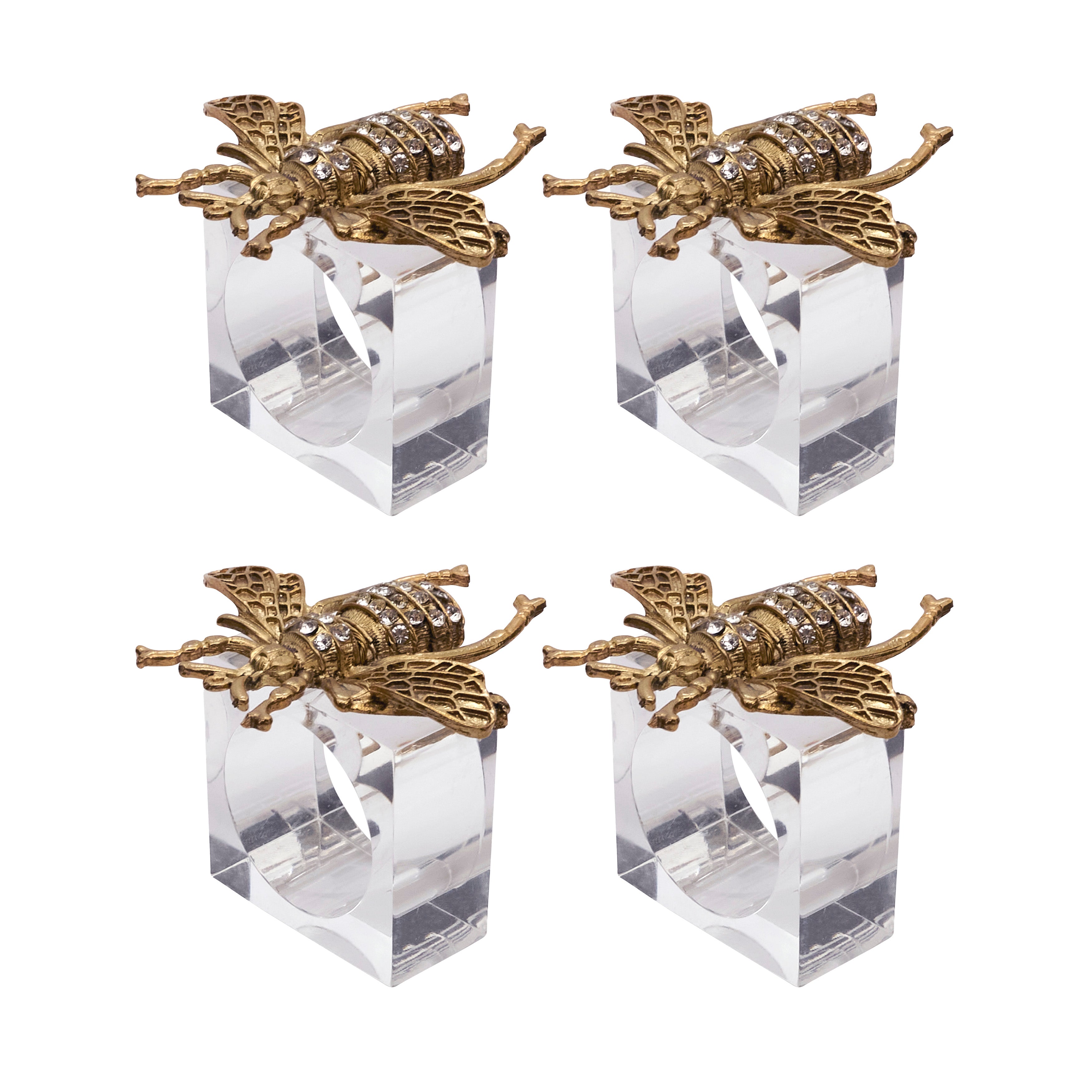 Buzzing Bee Beaded Napkin Ring, Set of 4