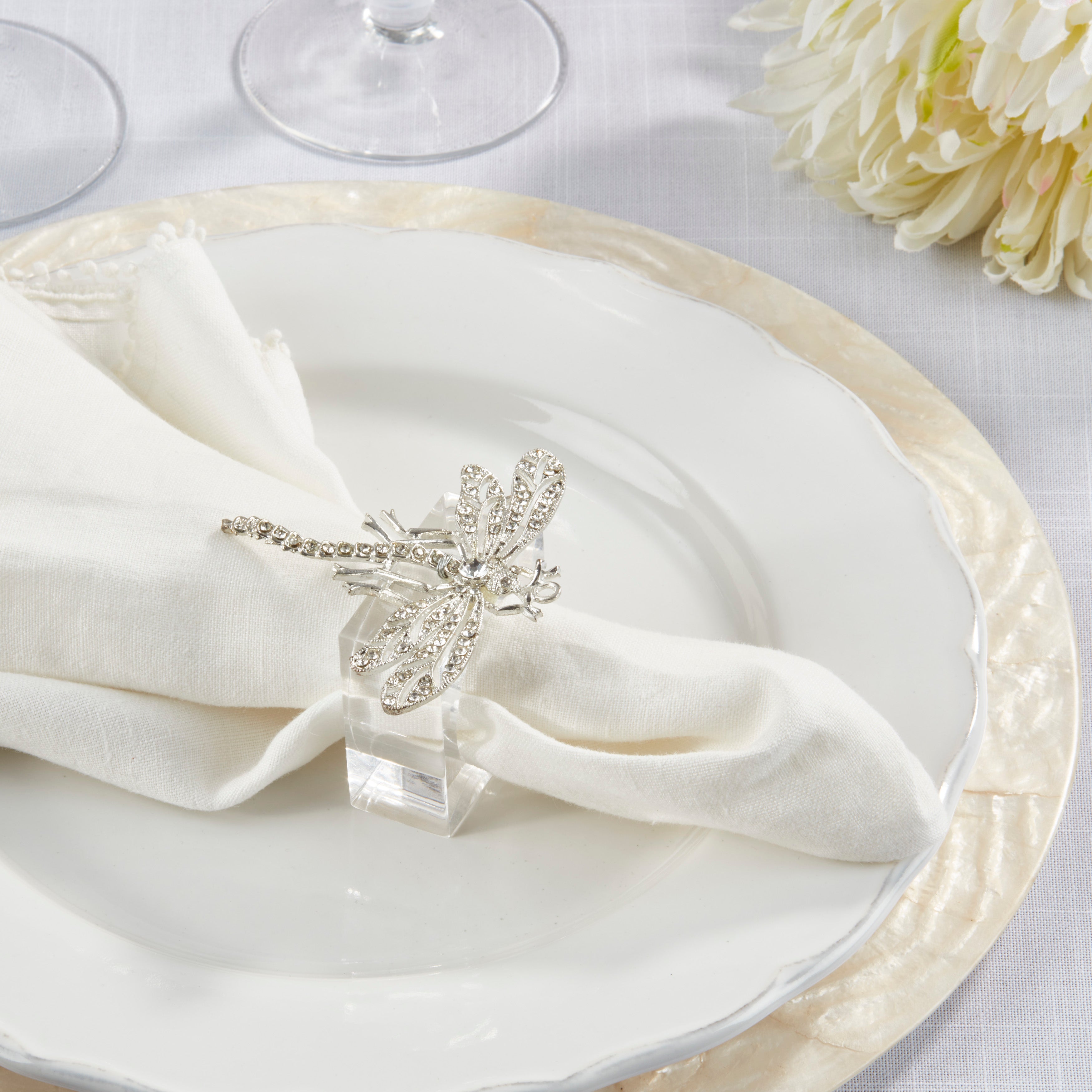 Bejeweled Dragonfly Napkin Ring, Set of 4