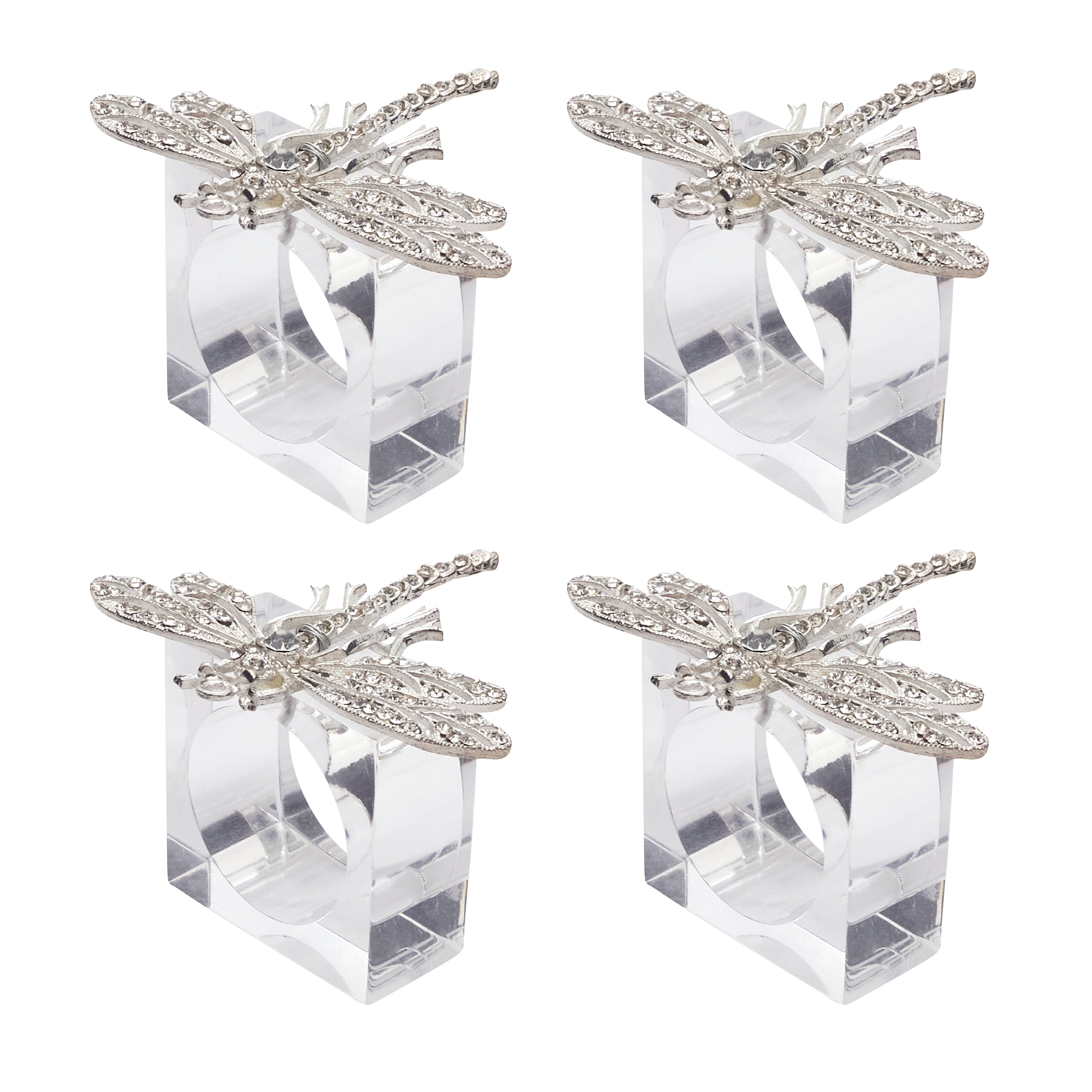 Bejeweled Dragonfly Napkin Ring, Set of 4