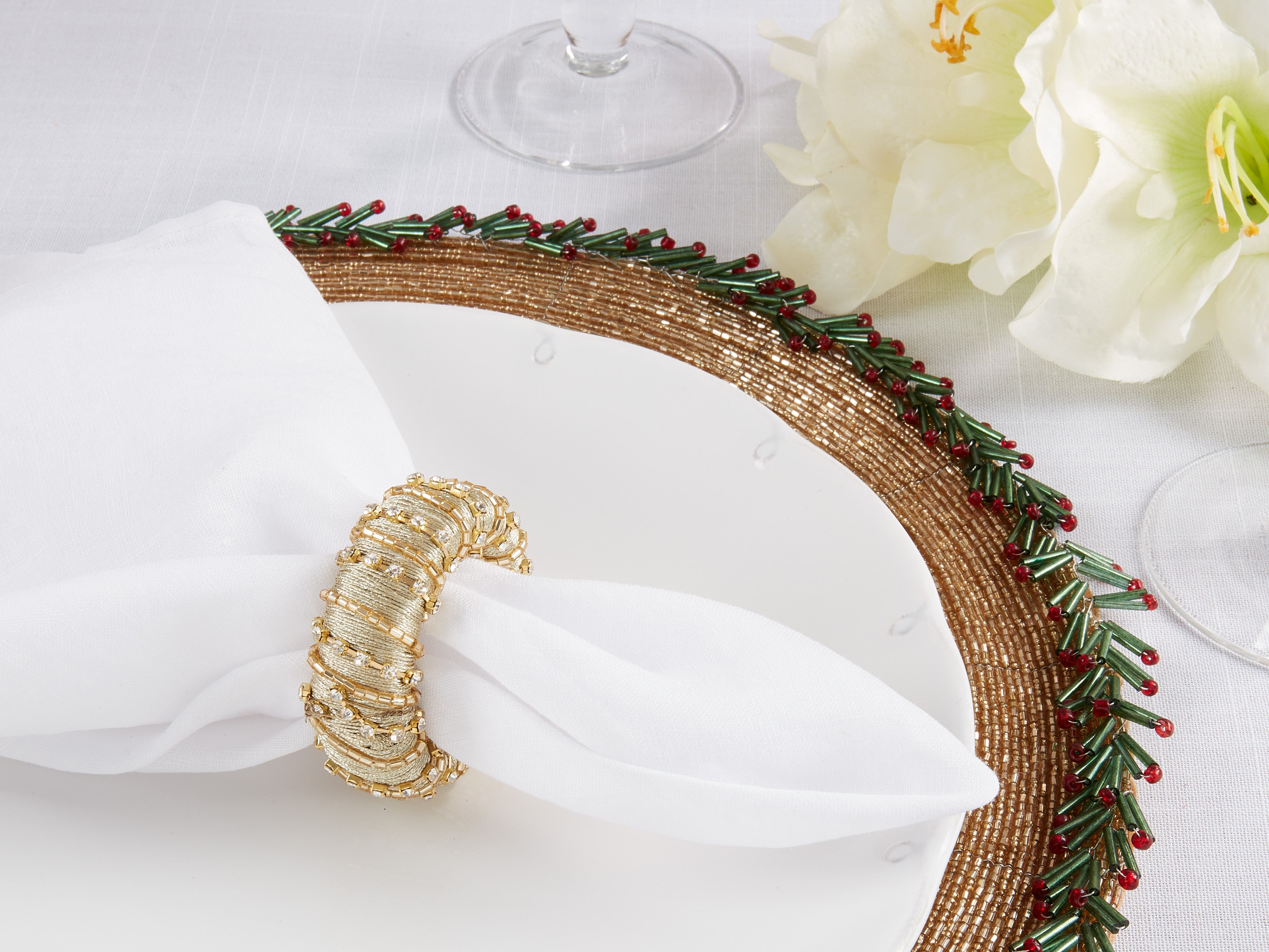 Glamorous Sparkle Beaded Napkin Ring, Set of 4