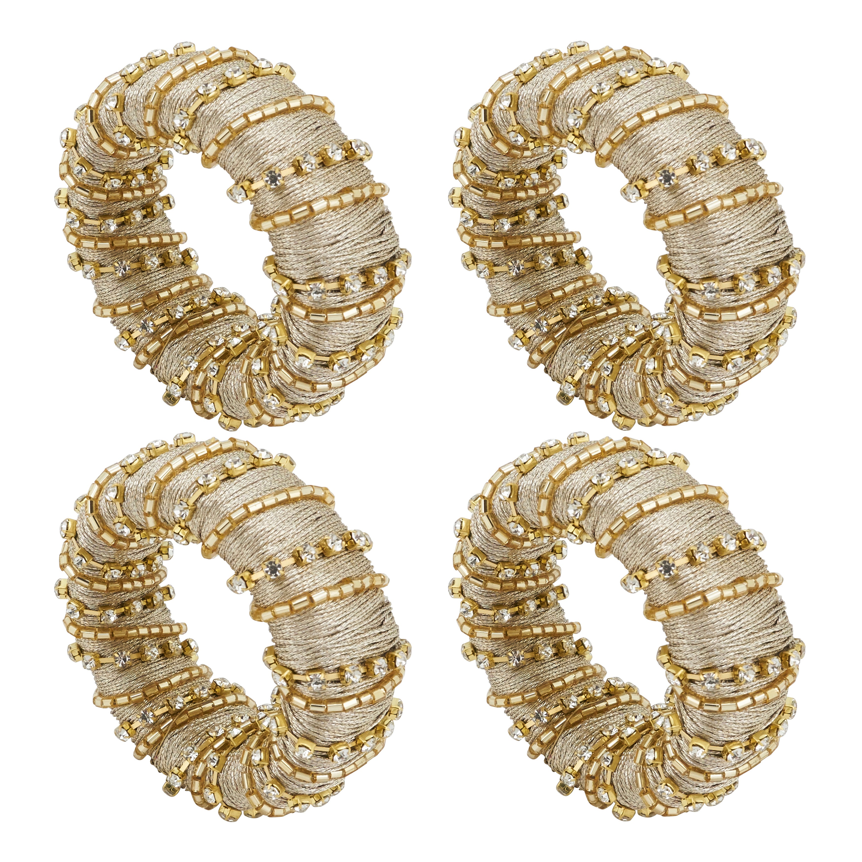 Glamorous Sparkle Beaded Napkin Ring, Set of 4
