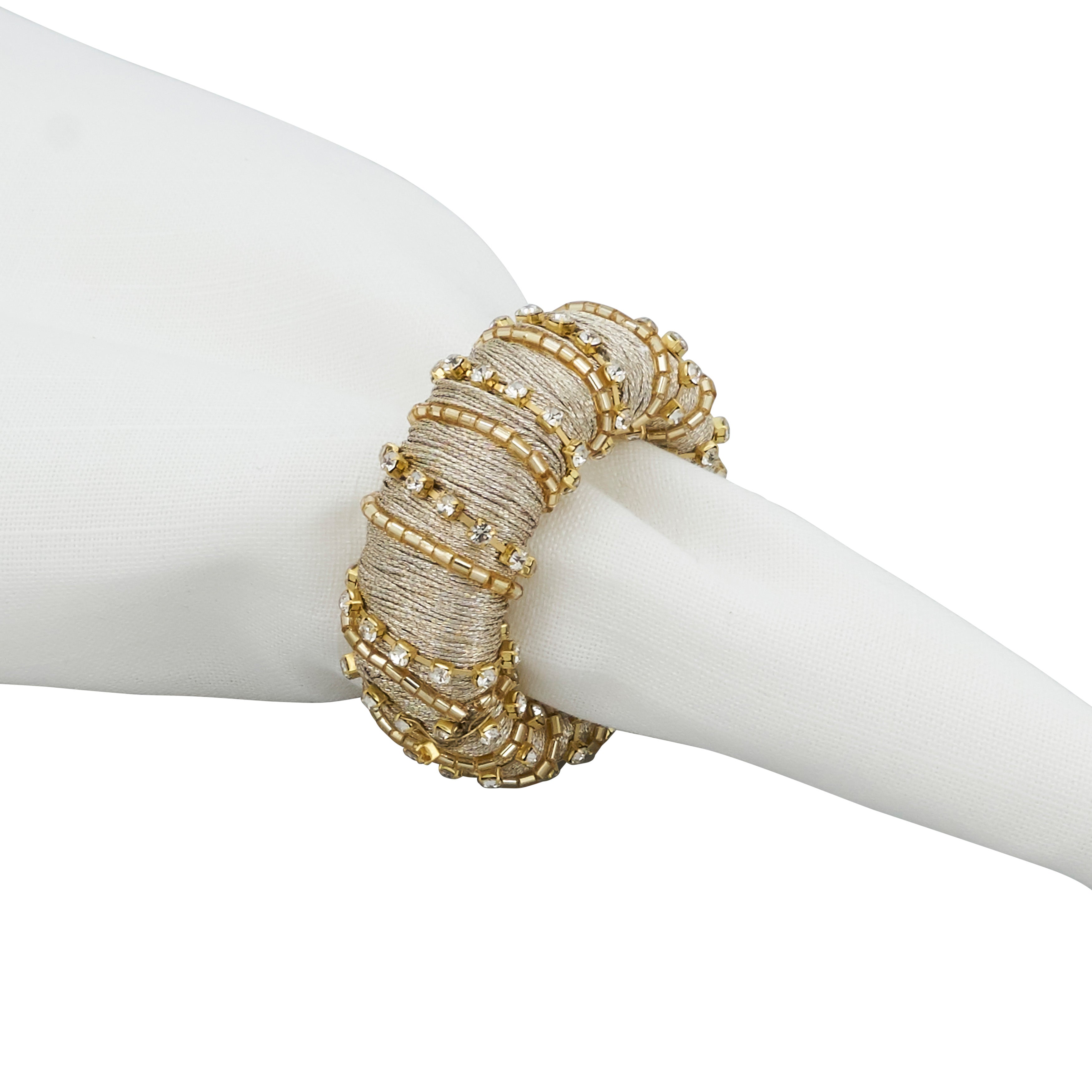 Glamorous Sparkle Beaded Napkin Ring, Set of 4