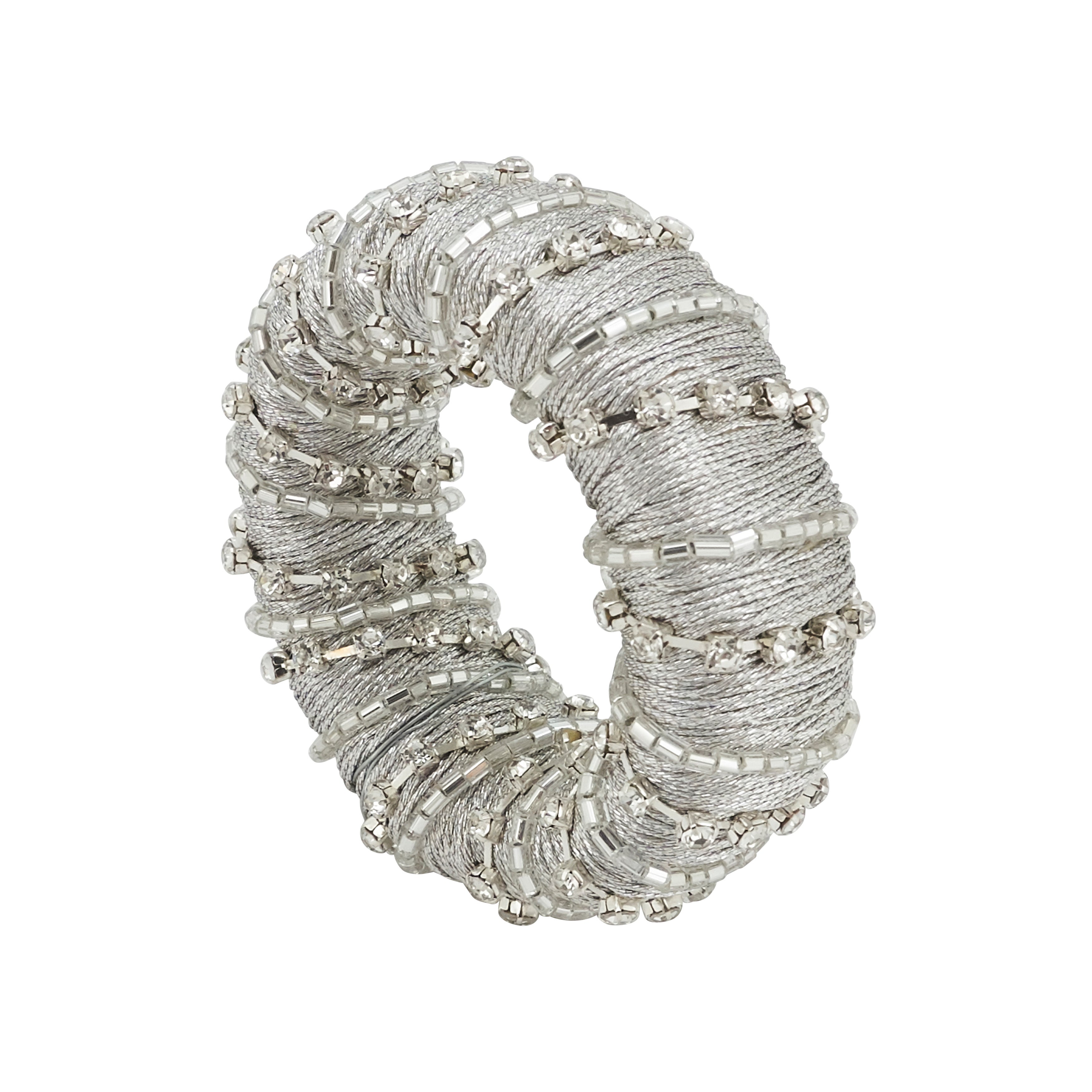 Glamorous Sparkle Beaded Napkin Ring, Set of 4