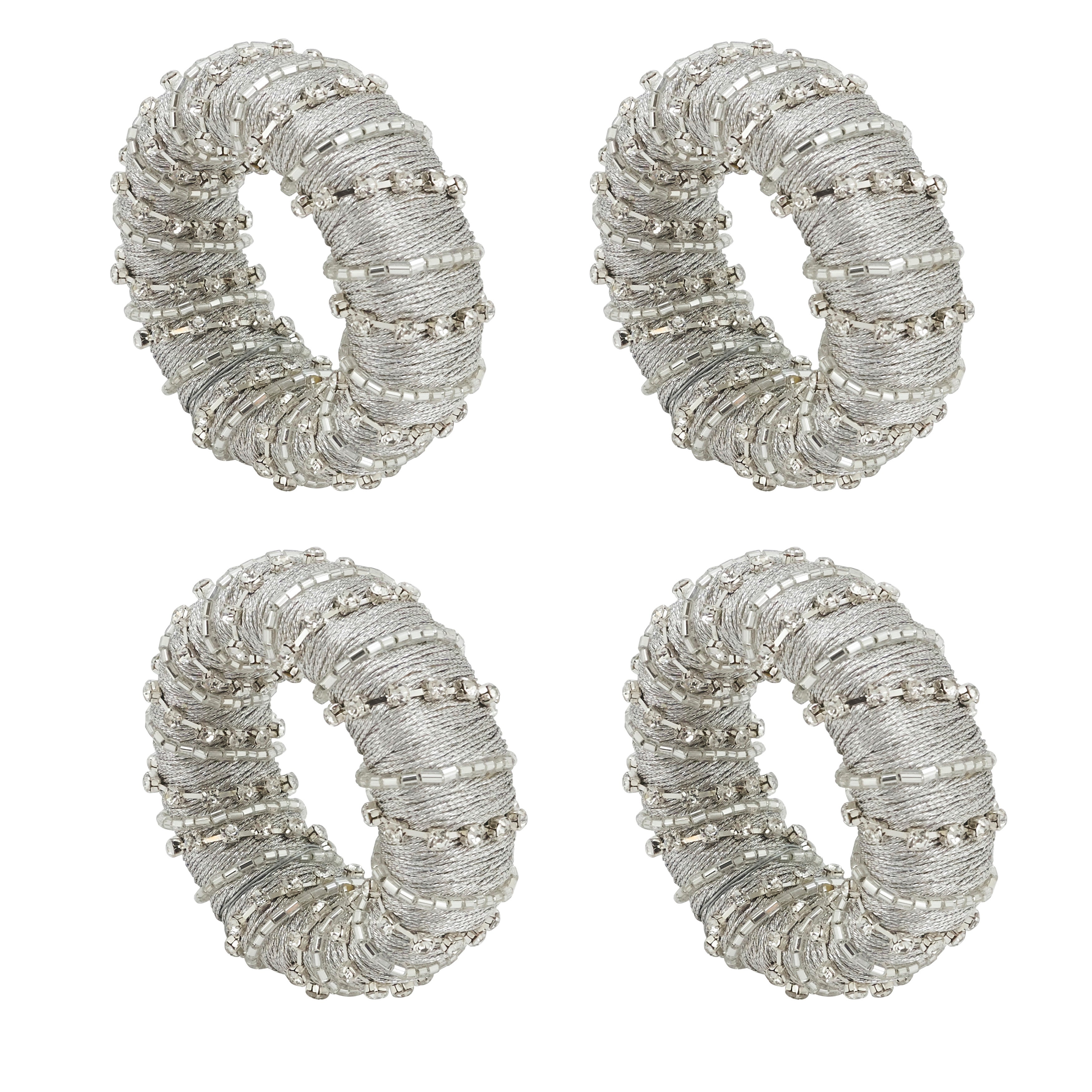 Glamorous Sparkle Beaded Napkin Ring, Set of 4