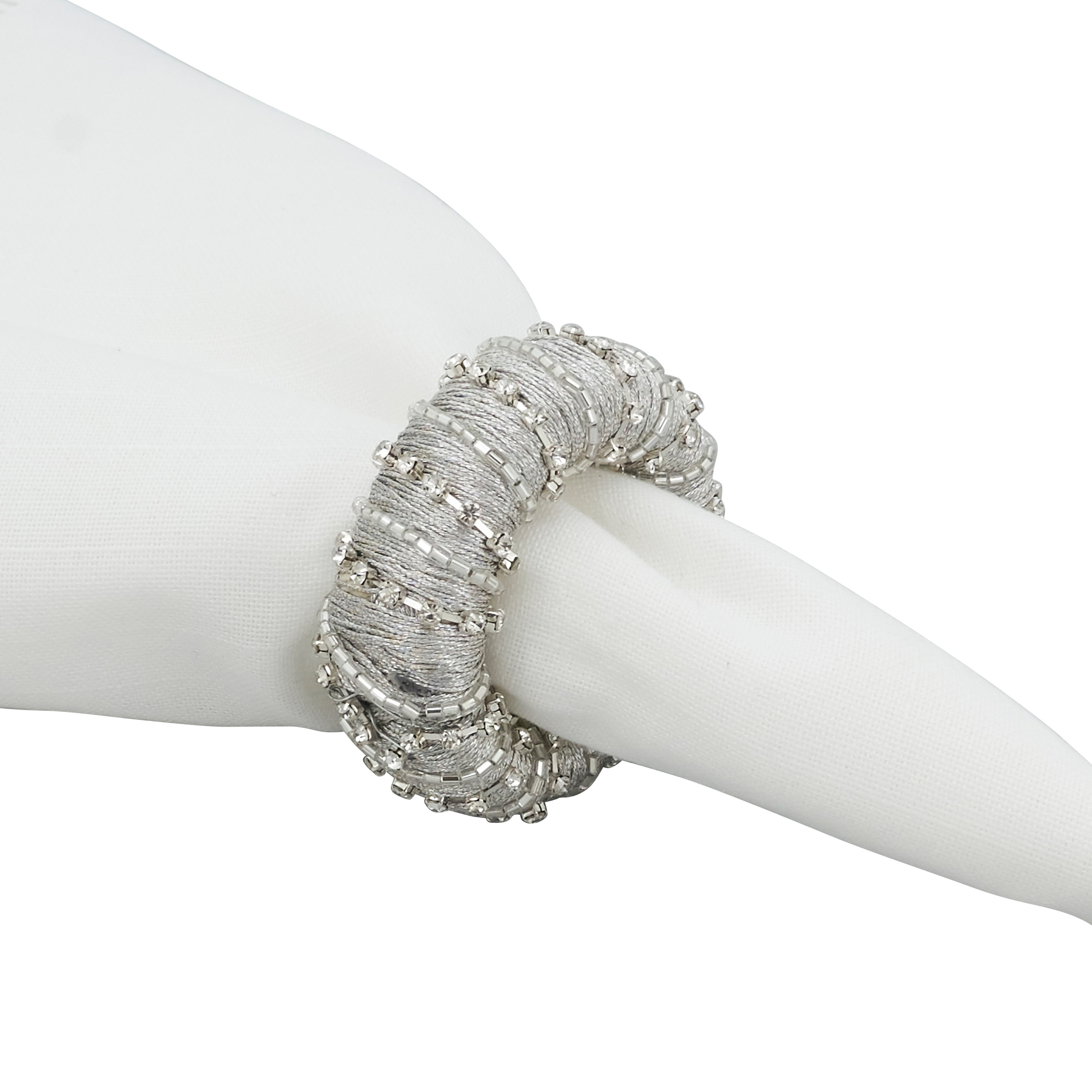 Glamorous Sparkle Beaded Napkin Ring, Set of 4
