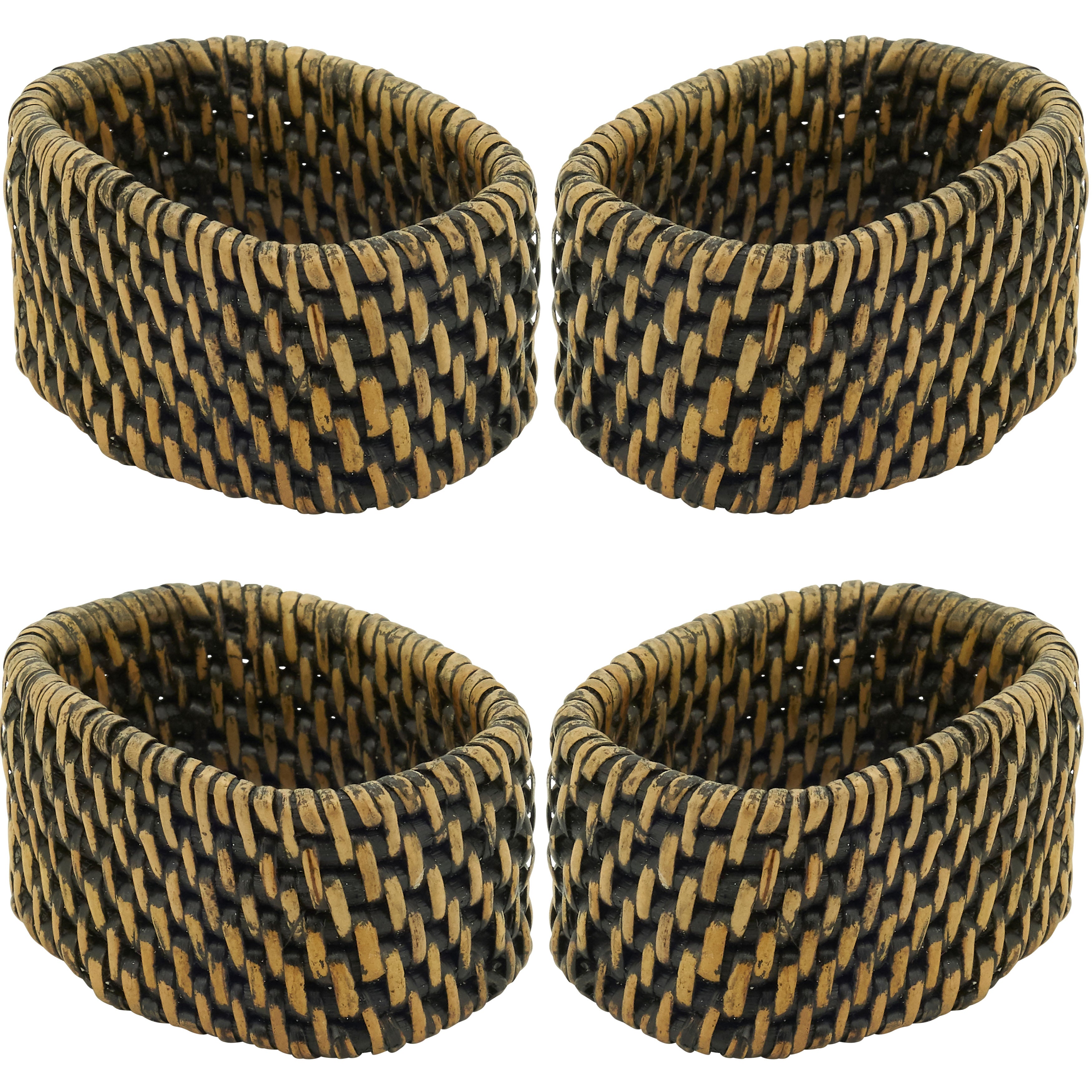 Woven Rattan Napkin Ring, Set of 4