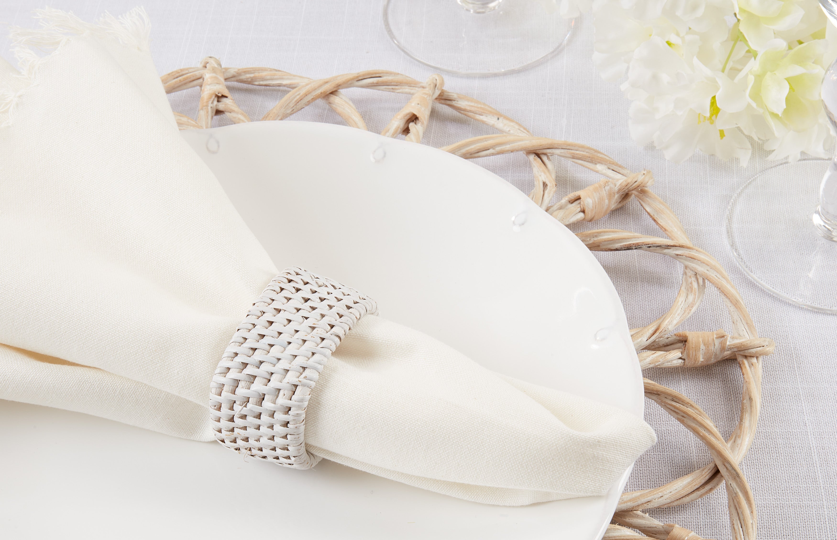 Woven Rattan Napkin Ring, Set of 4