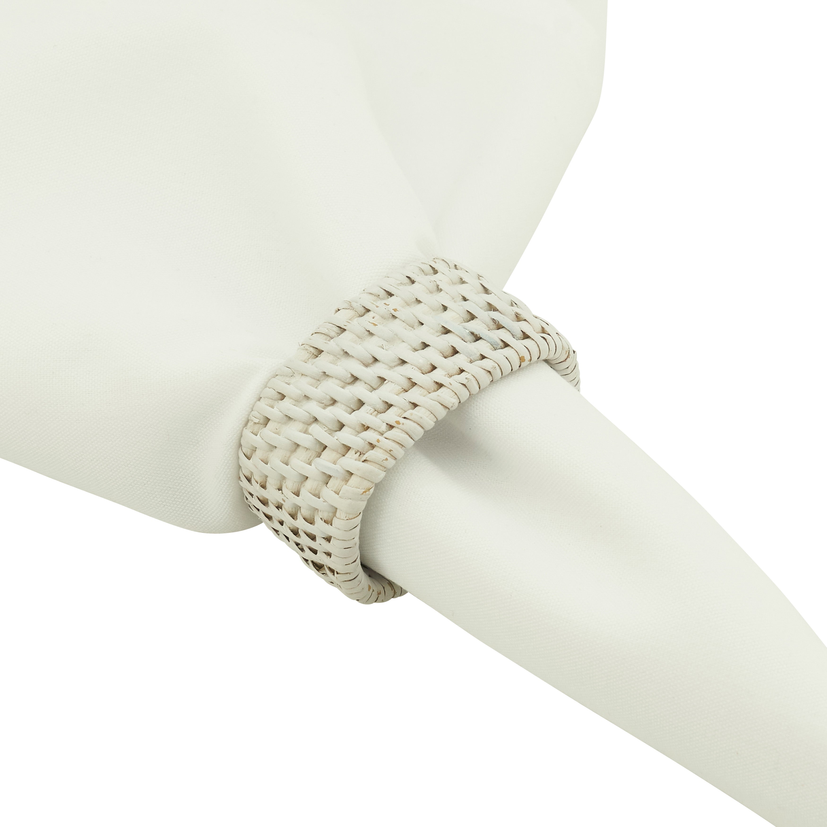 Woven Rattan Napkin Ring, Set of 4