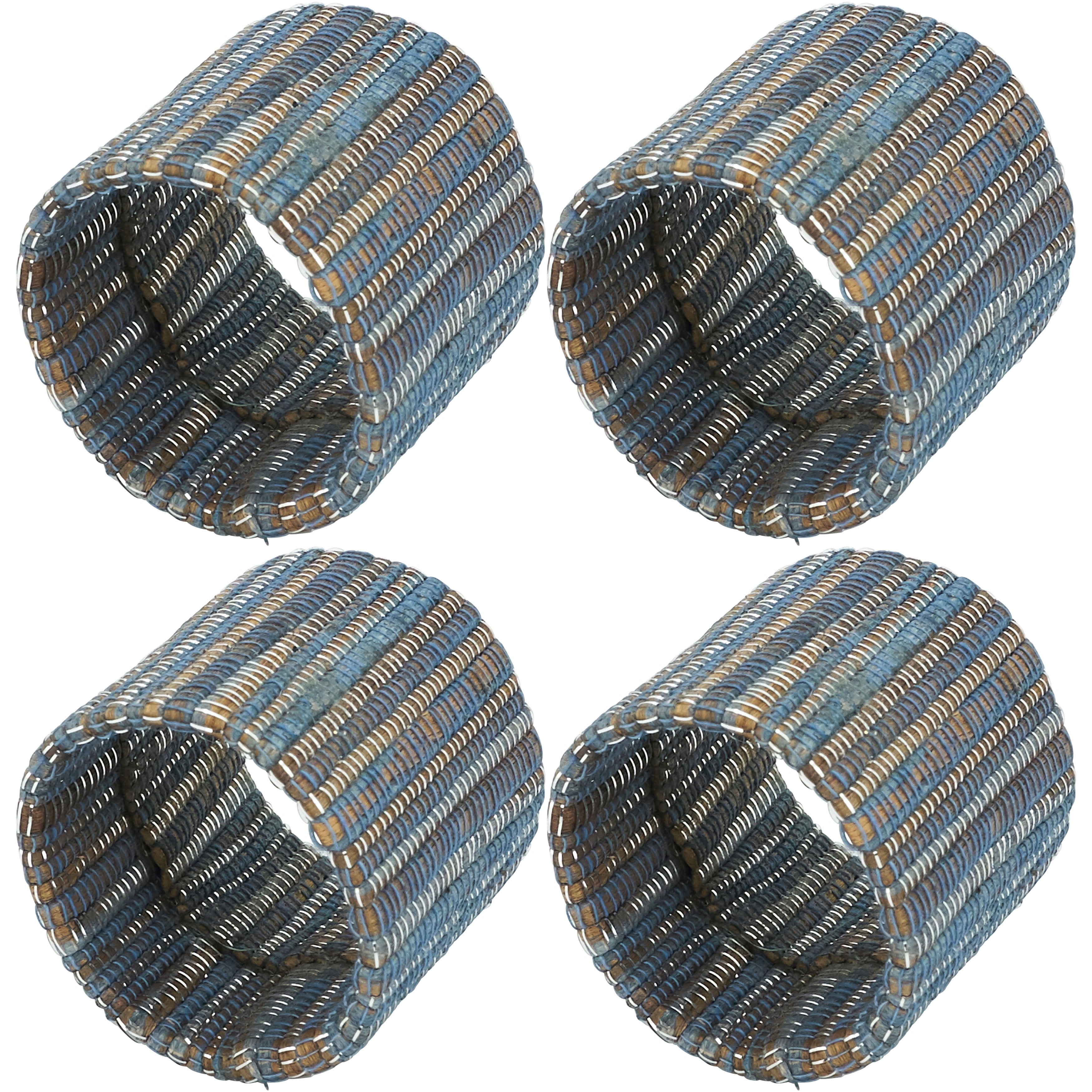 Shimmering Woven Nubby Napkin Ring, Set of 4