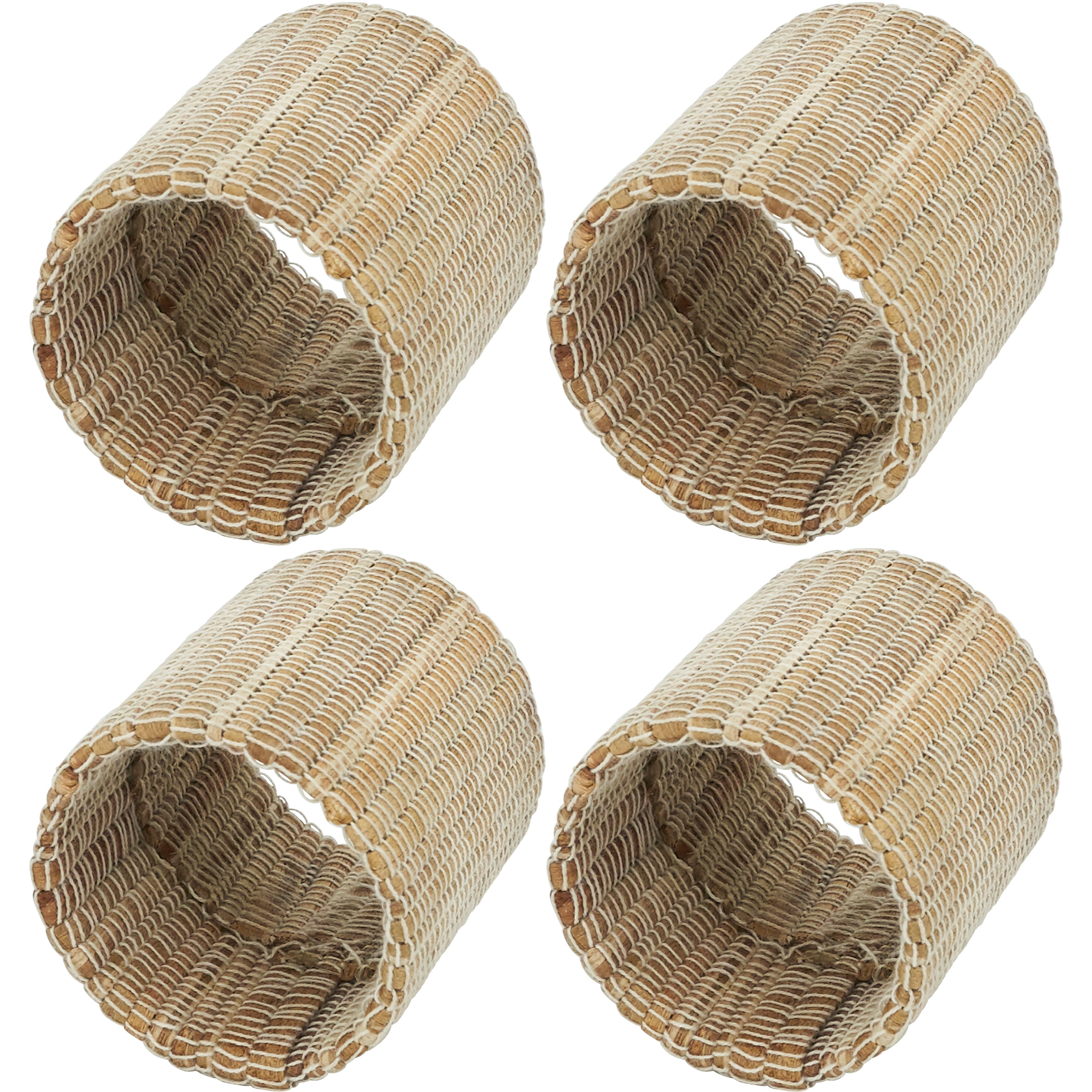 Shimmering Woven Nubby Napkin Ring, Set of 4