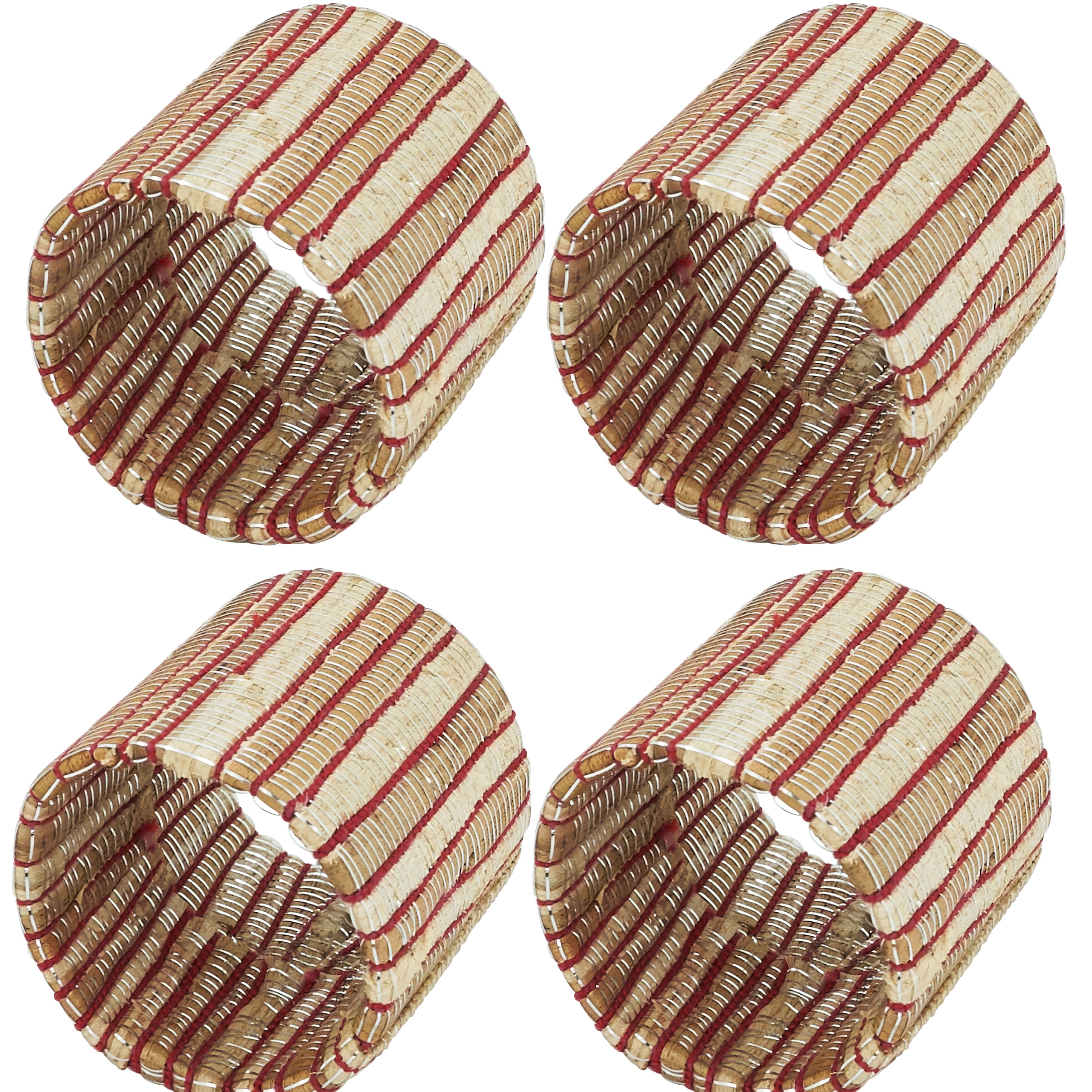 Shimmering Woven Nubby Napkin Ring, Set of 4