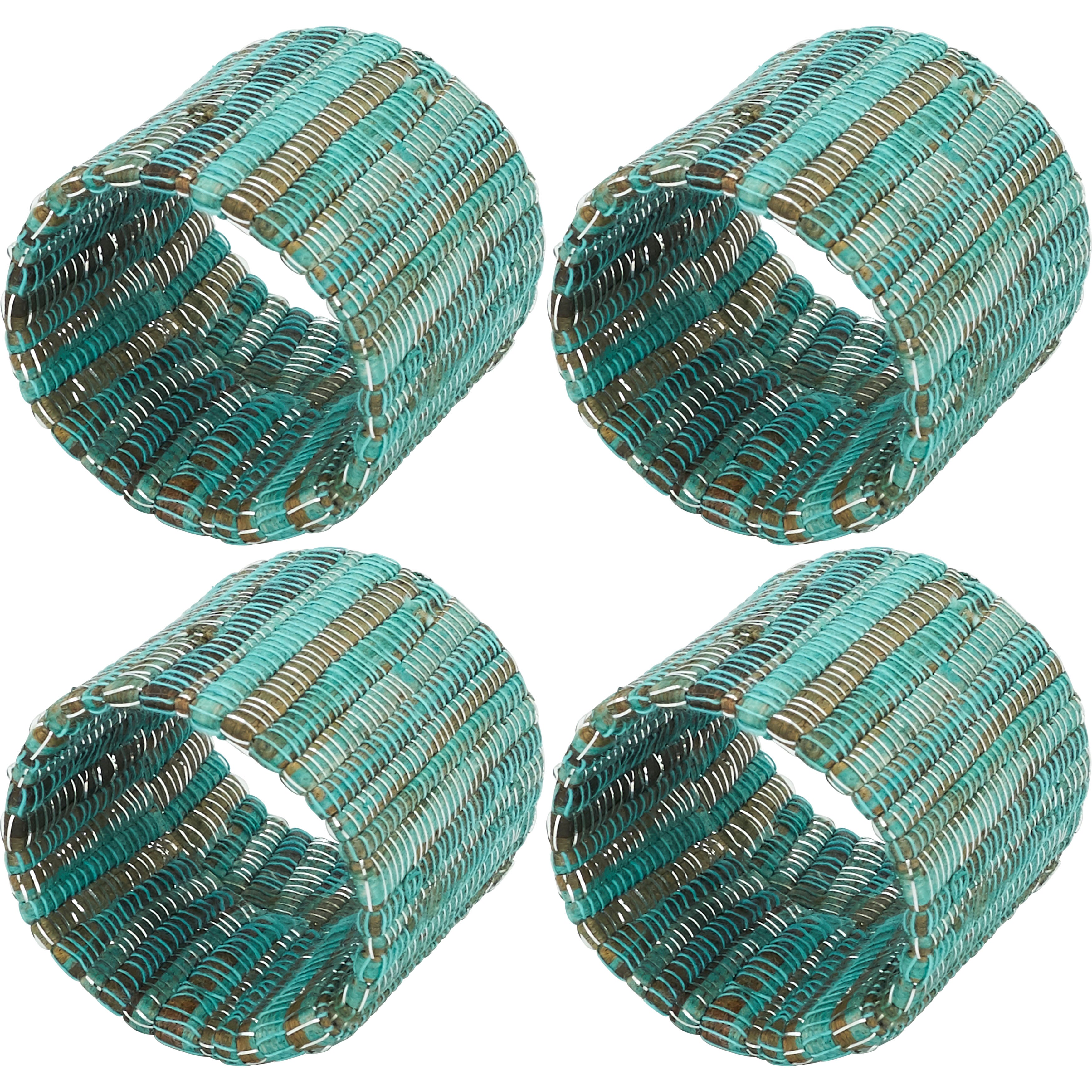 Shimmering Woven Nubby Napkin Ring, Set of 4