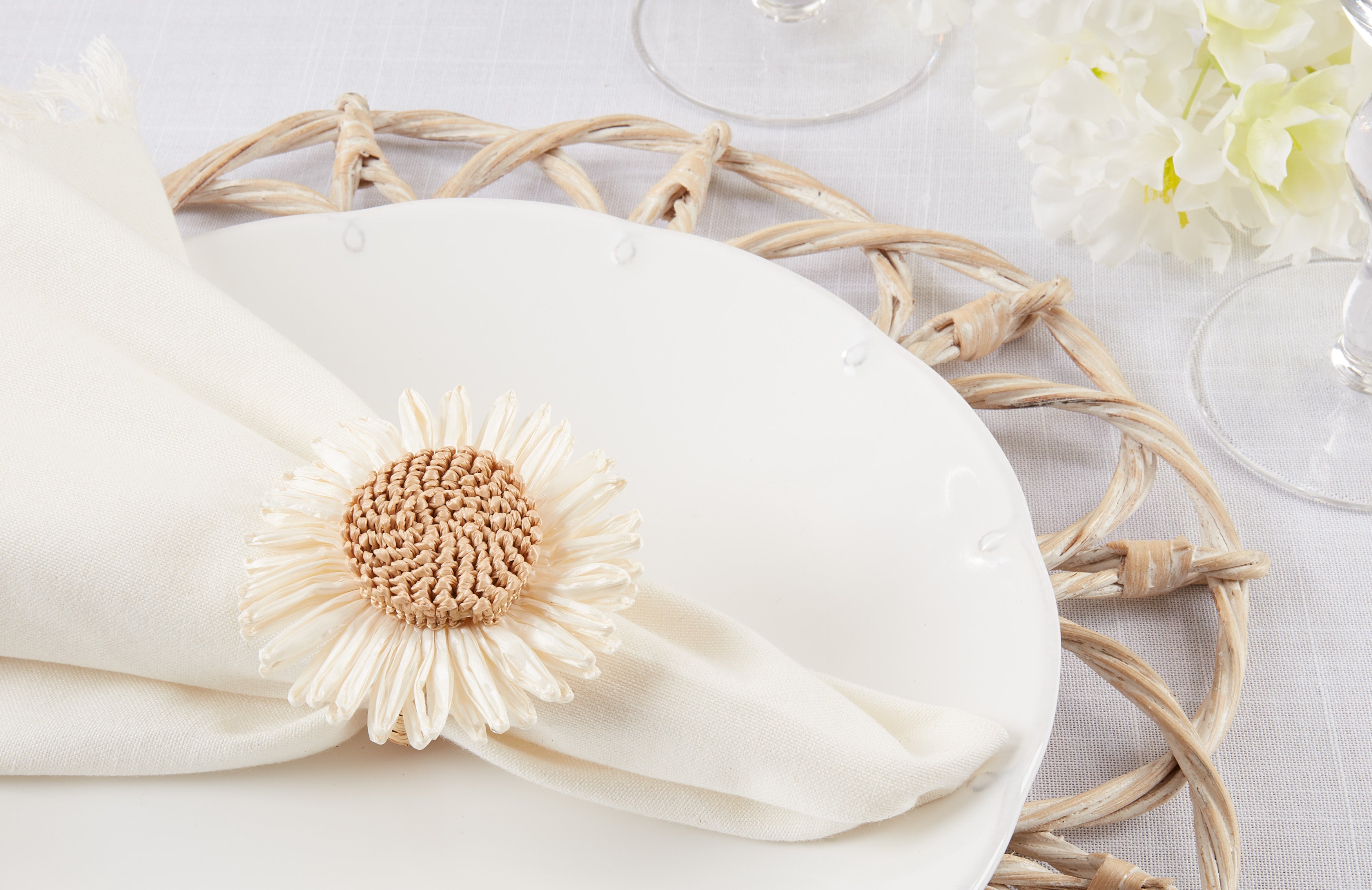 Flower Design Napkin Rings, Set of 4