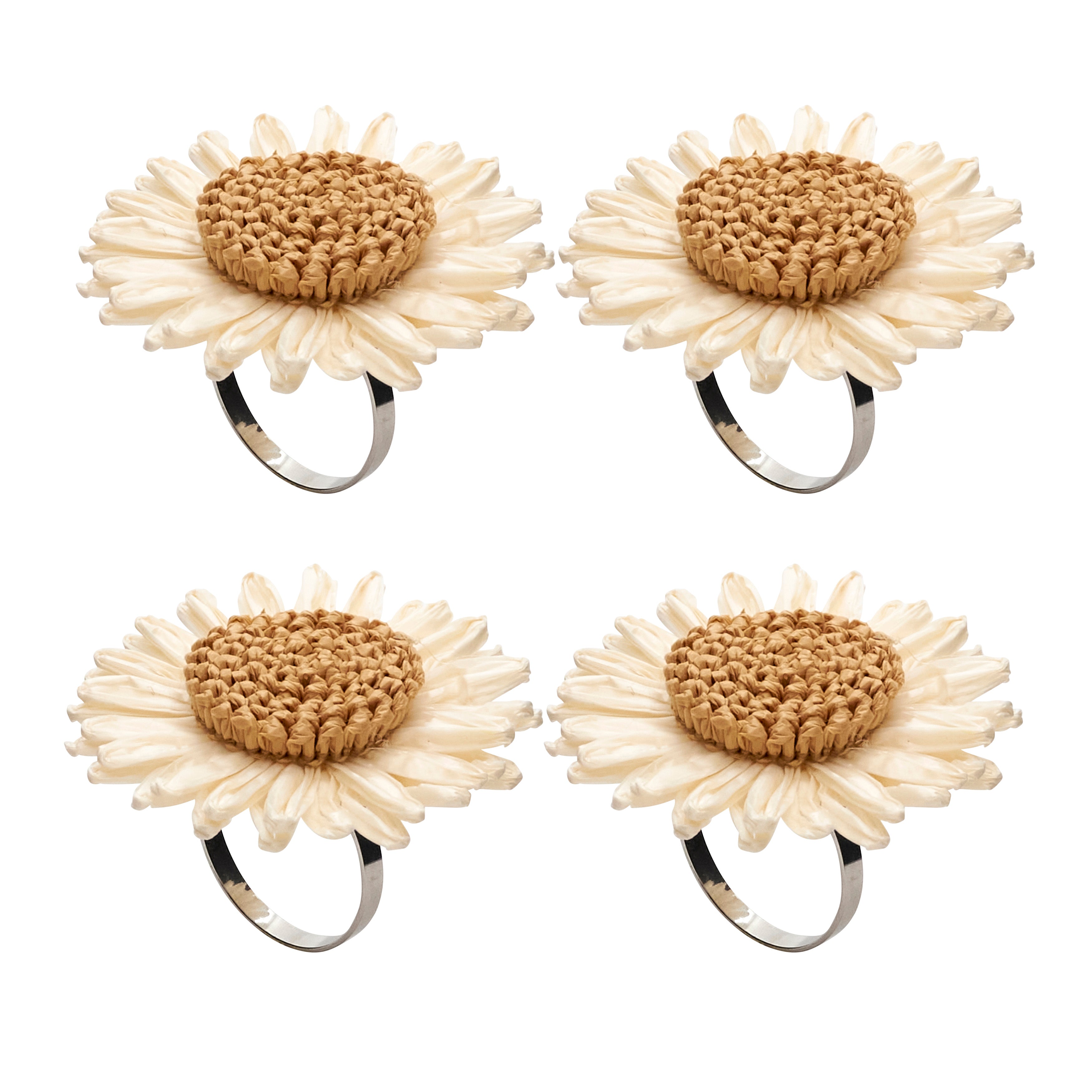 Flower Design Napkin Rings, Set of 4