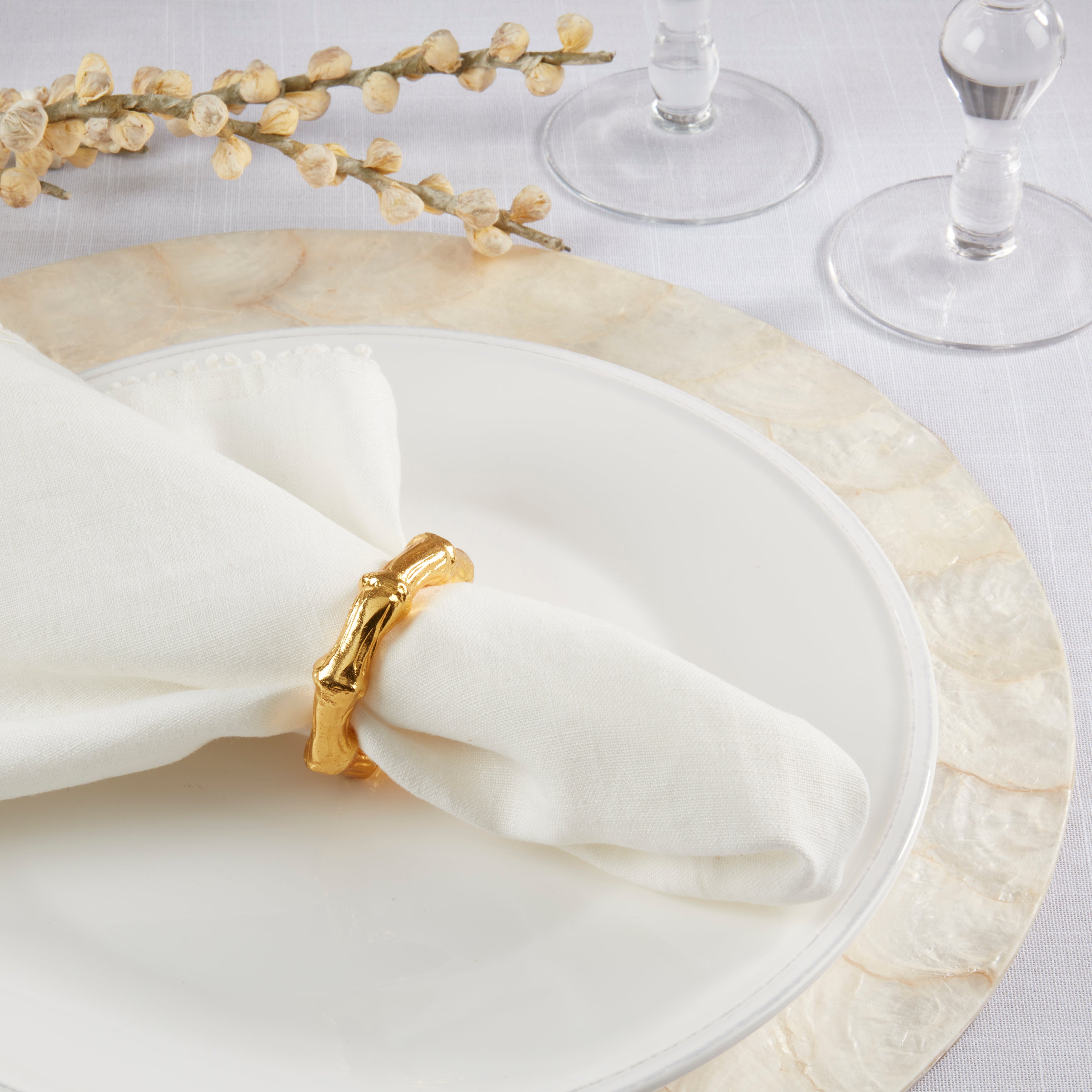 Sleek Aluminum Bamboo Napkin Ring, Set of 4