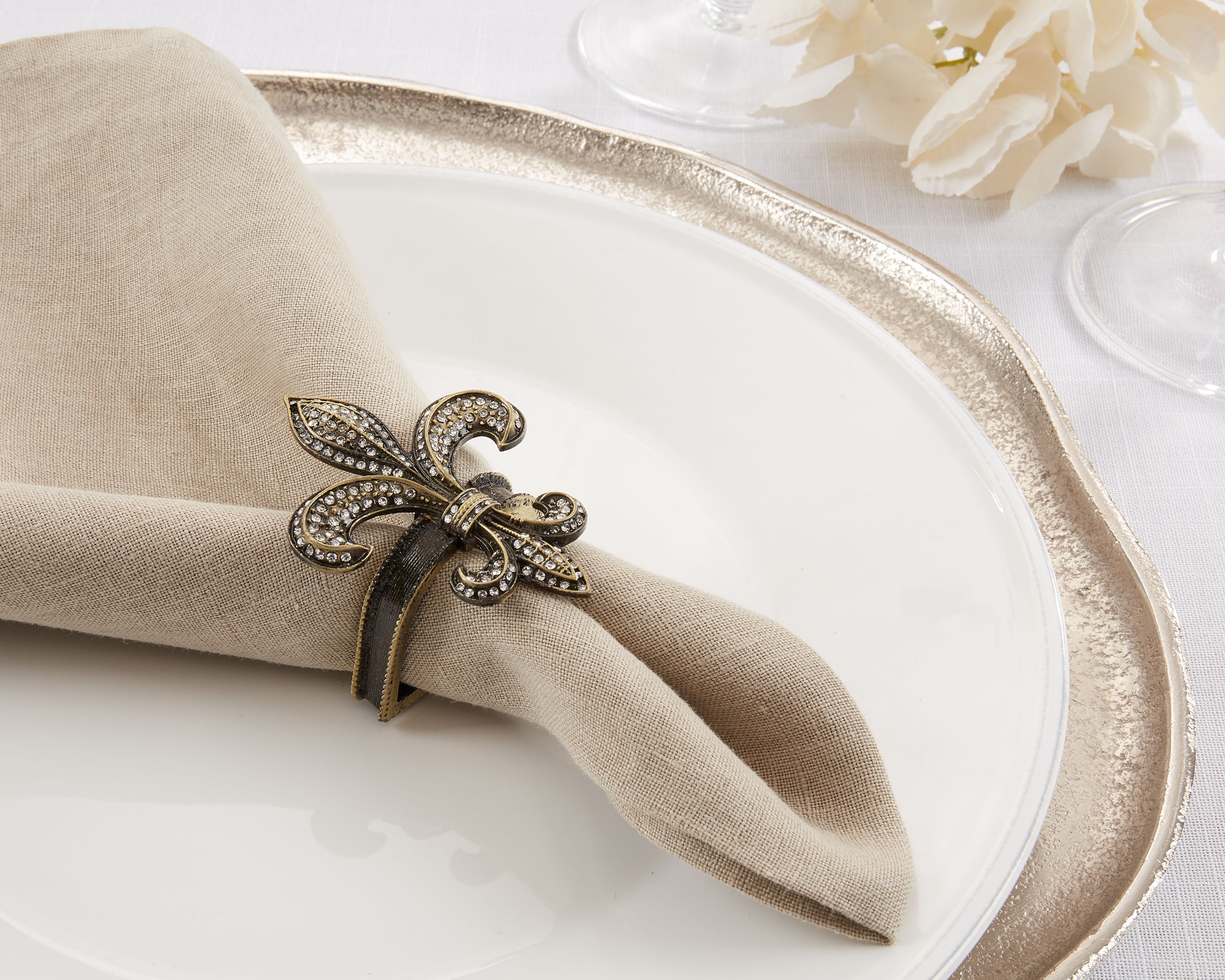Fleur-de-Lis Napkin Ring, Set of 4