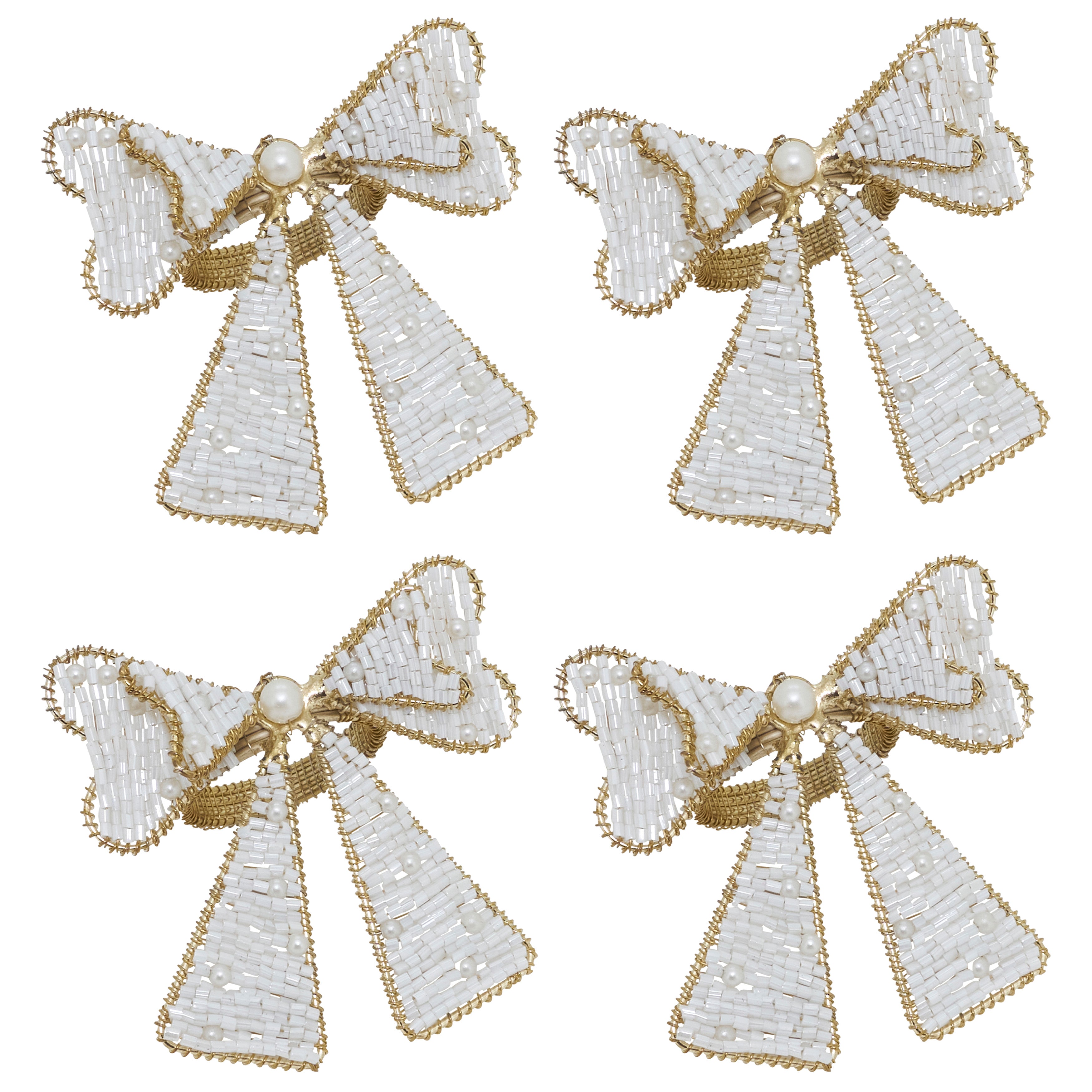 Beaded Bow Napkin Ring, Set of 4