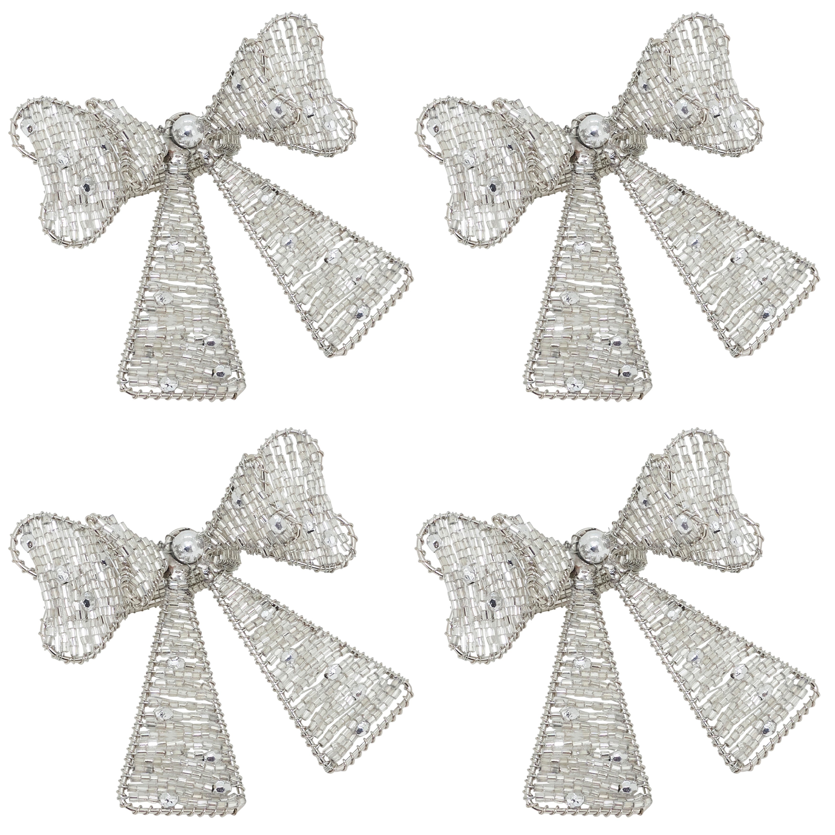 Beaded Bow Napkin Ring, Set of 4