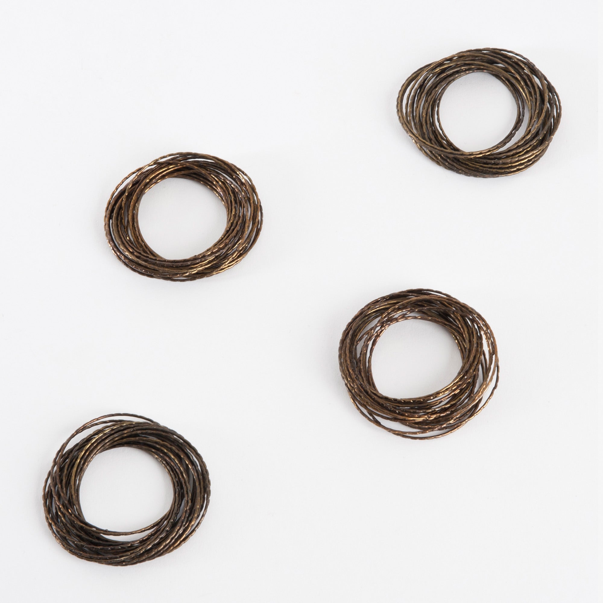 Gold Shimmer Bangle Design Metal Napkin Ring, Set of 4