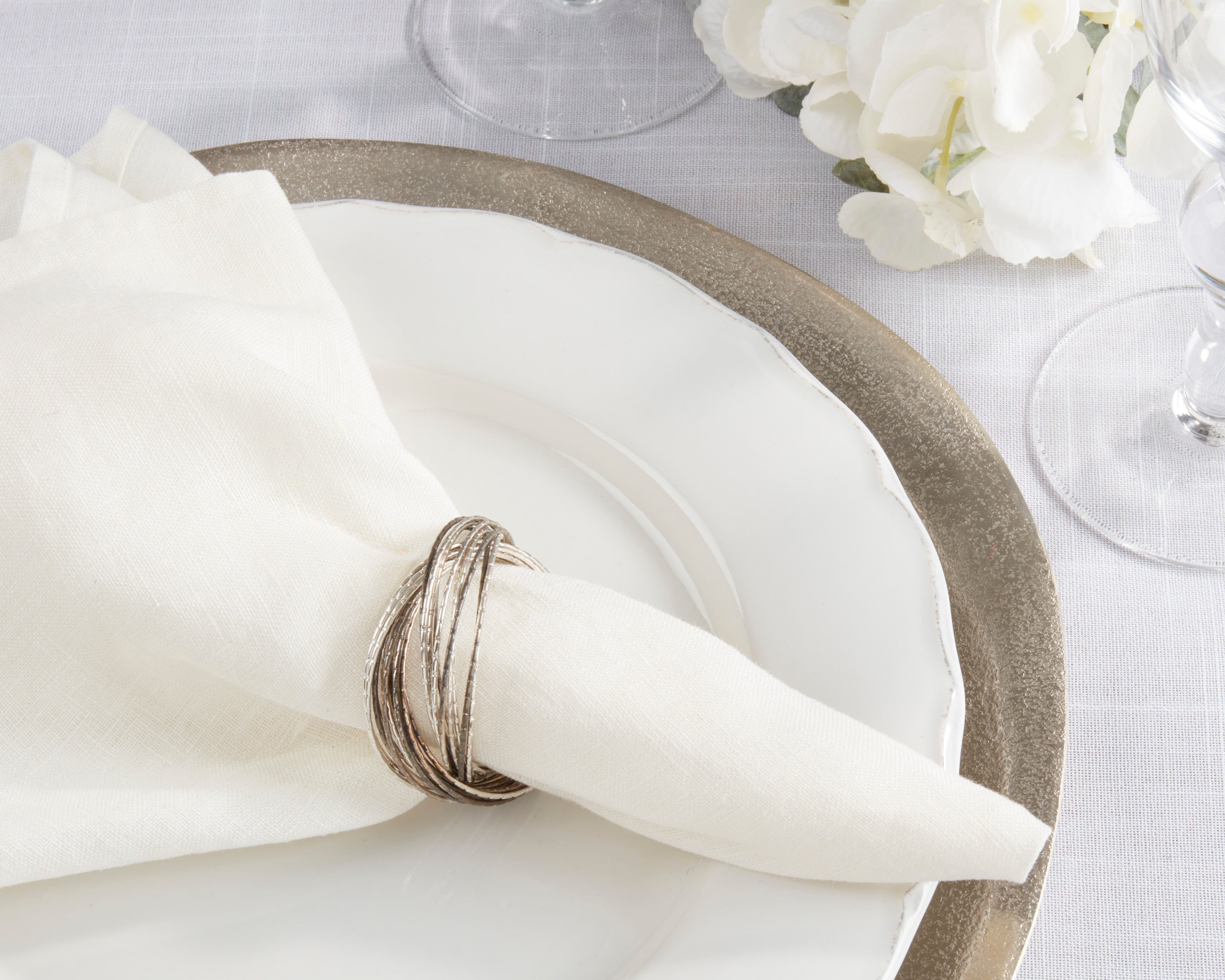 Gold Shimmer Bangle Design Metal Napkin Ring, Set of 4