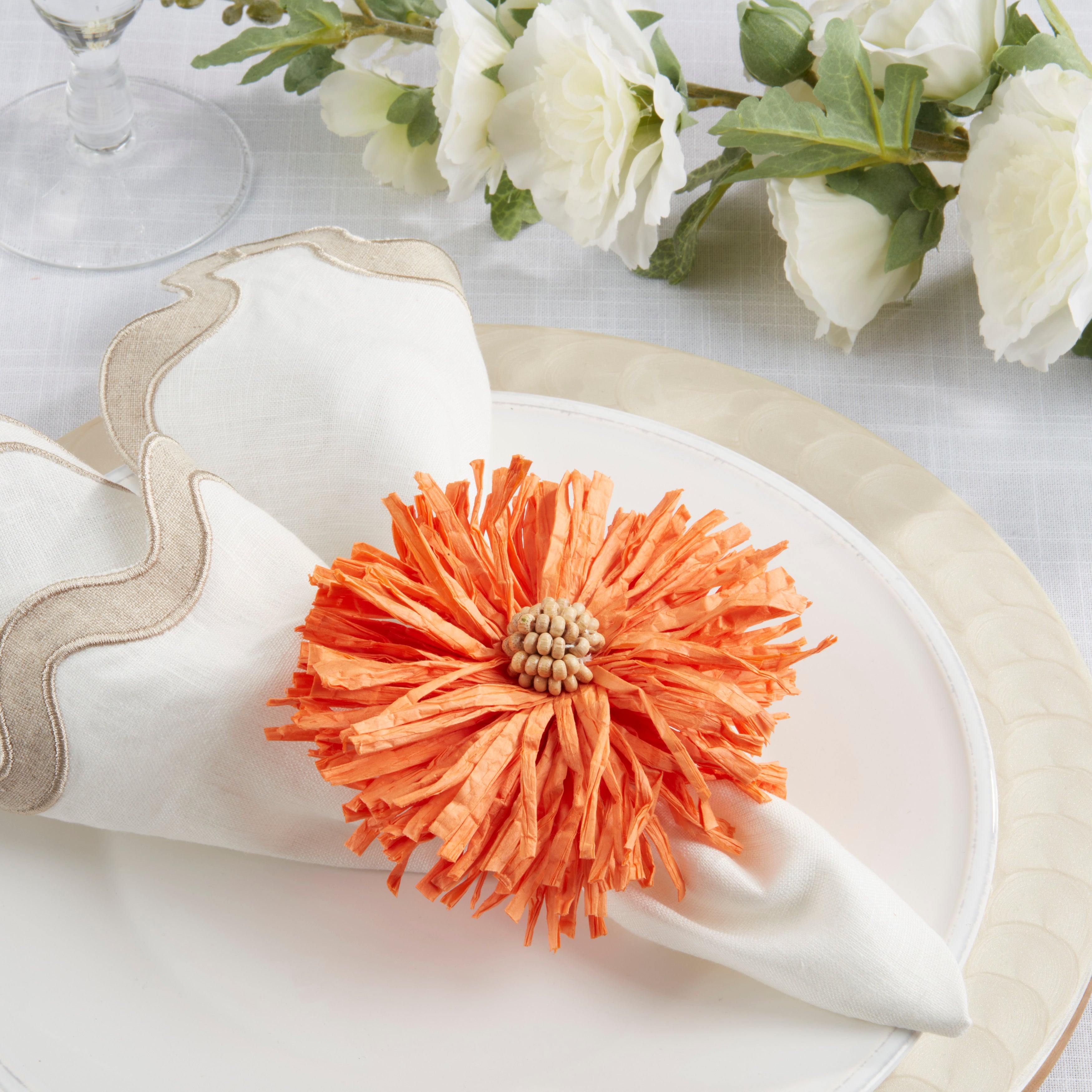Raffia Charm Napkin Ring, Set of 4