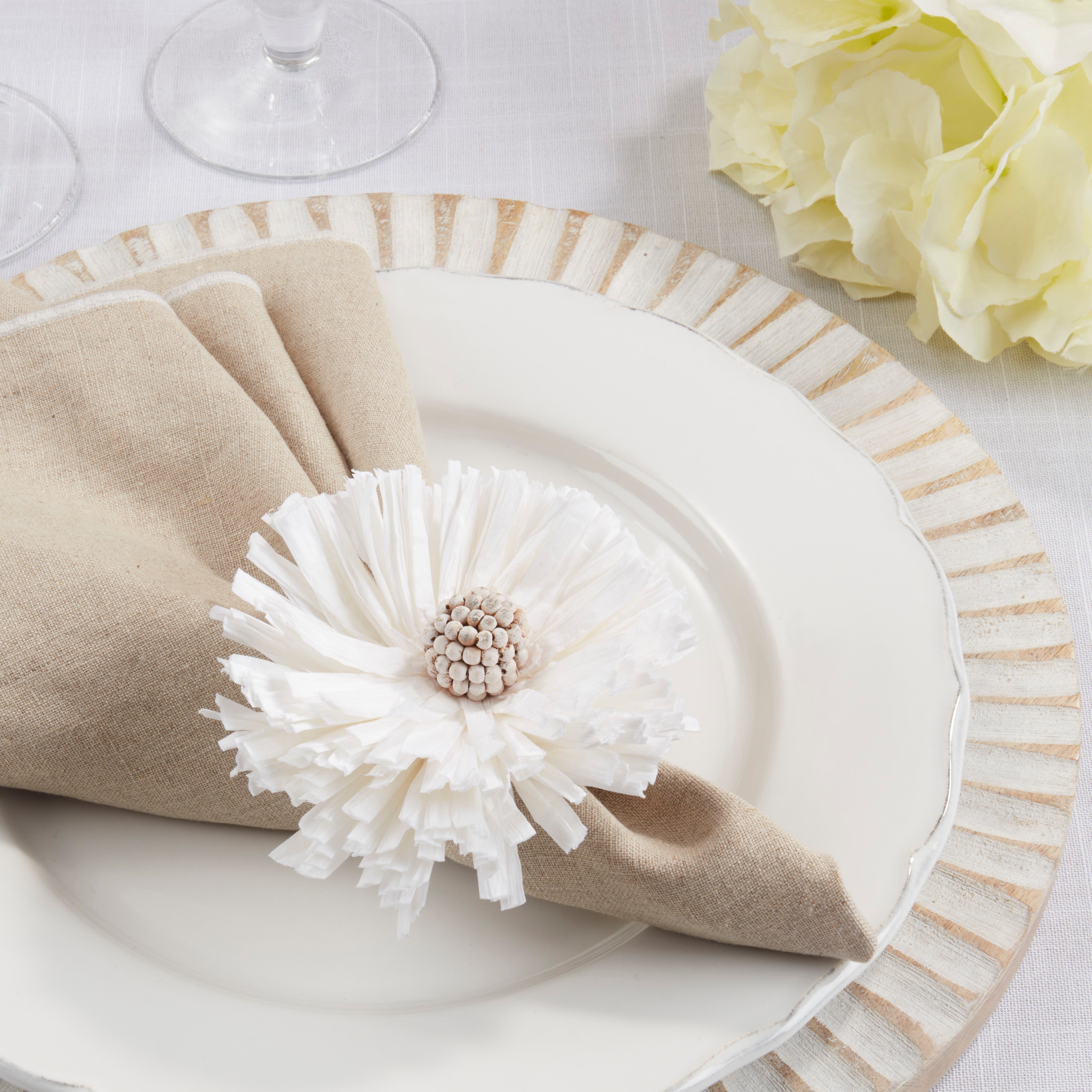 Raffia Charm Napkin Ring, Set of 4