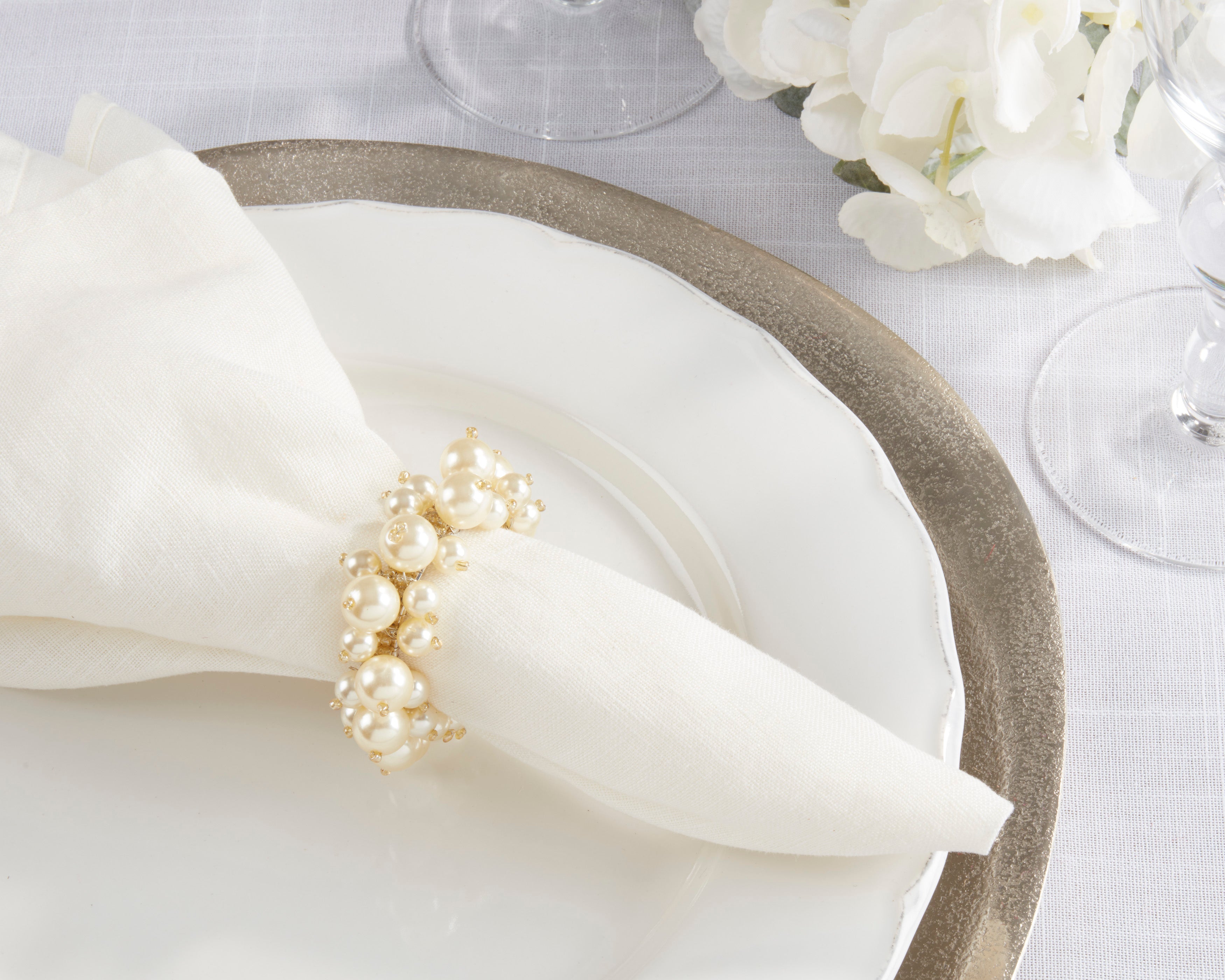 Faux Pearl Napkin Ring, Set of 4