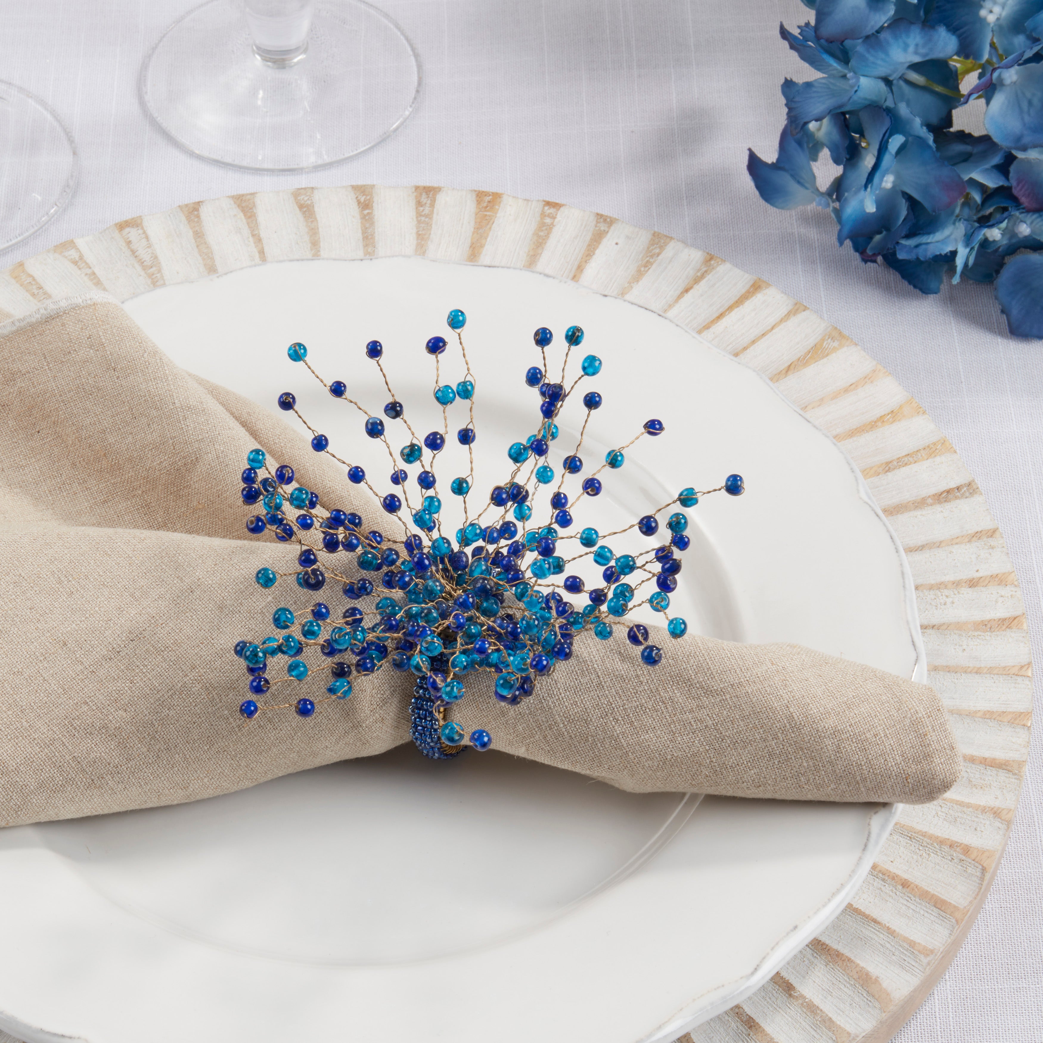 Beaded Design Napkin Rings, Set of 4