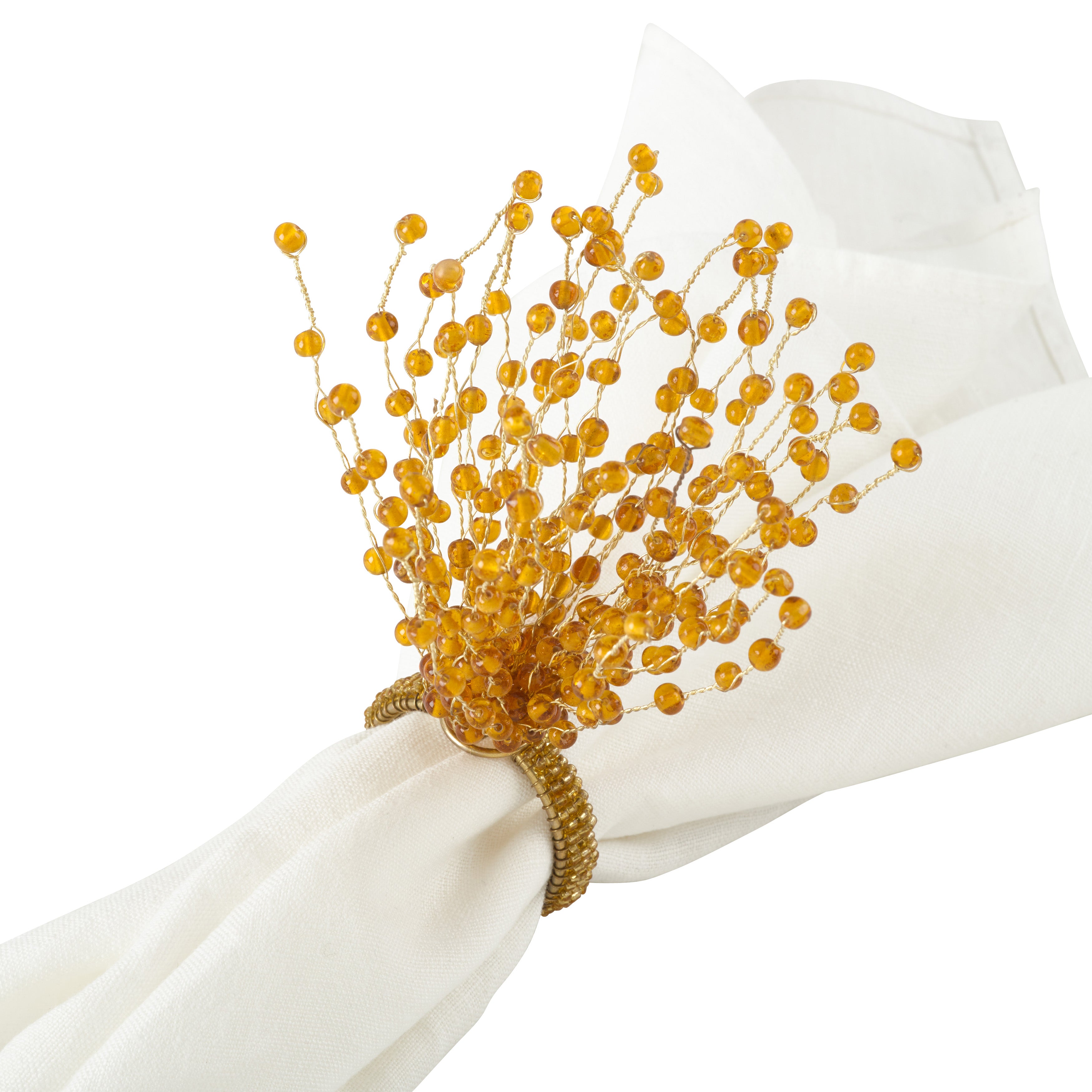 Beaded Burst Design Napkin Rings, Set of 4