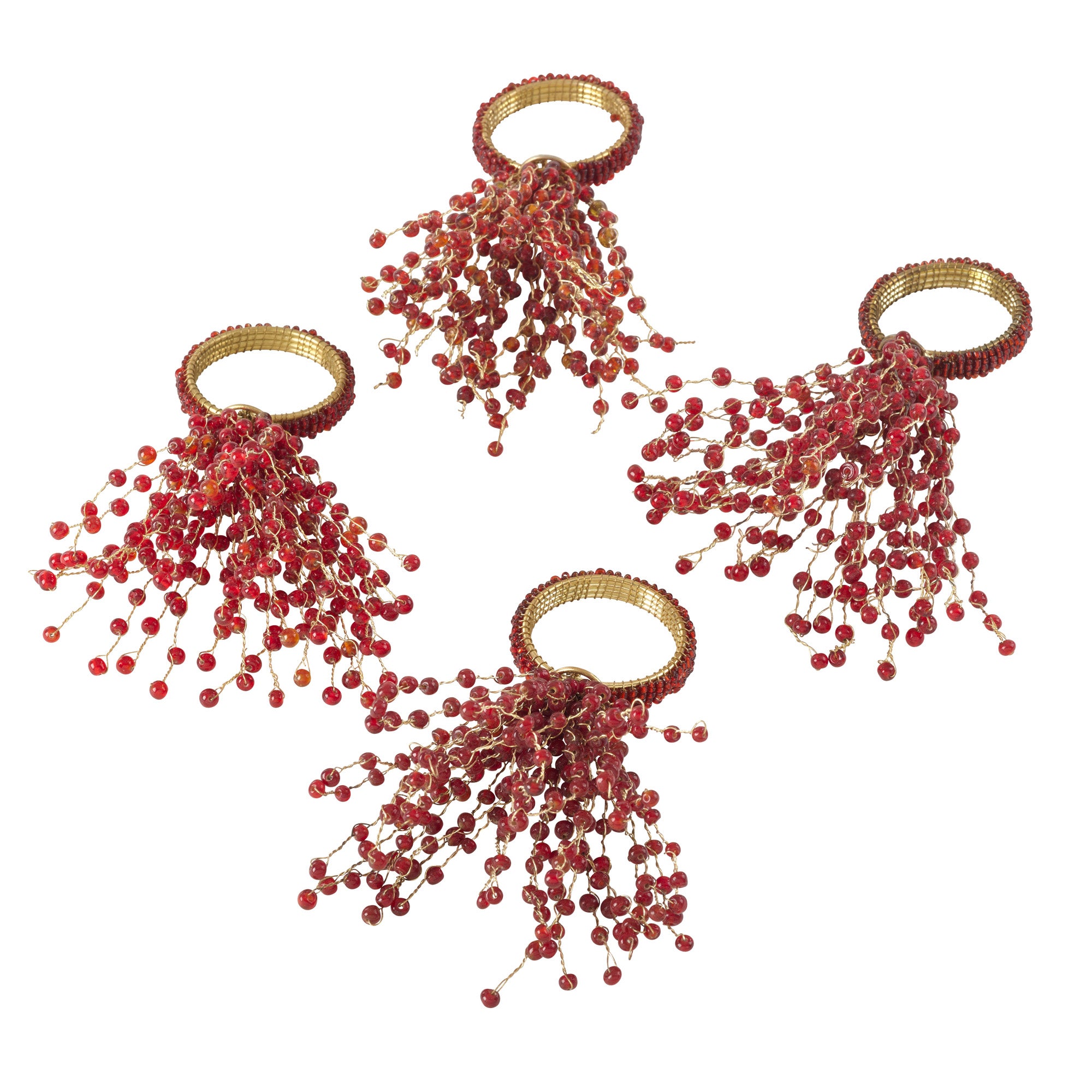 Beaded Burst Design Napkin Rings, Set of 4