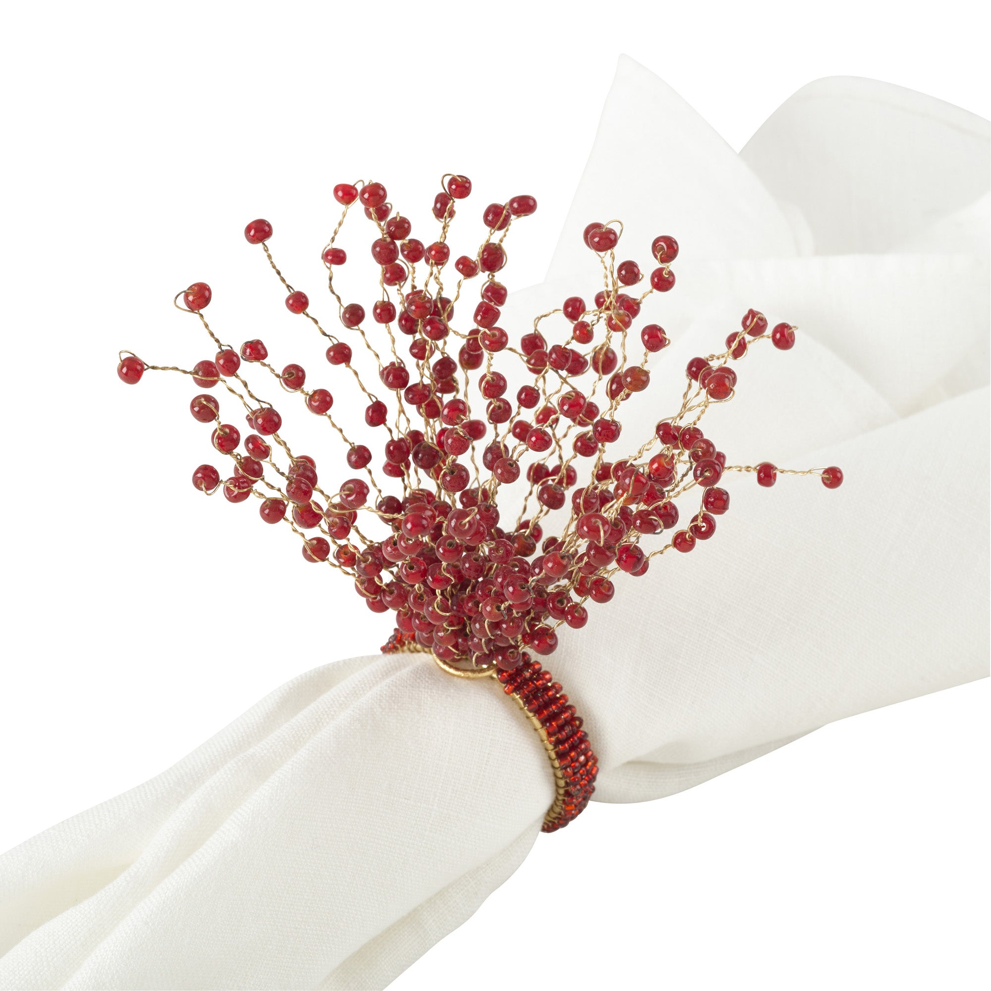 Beaded Burst Design Napkin Rings, Set of 4
