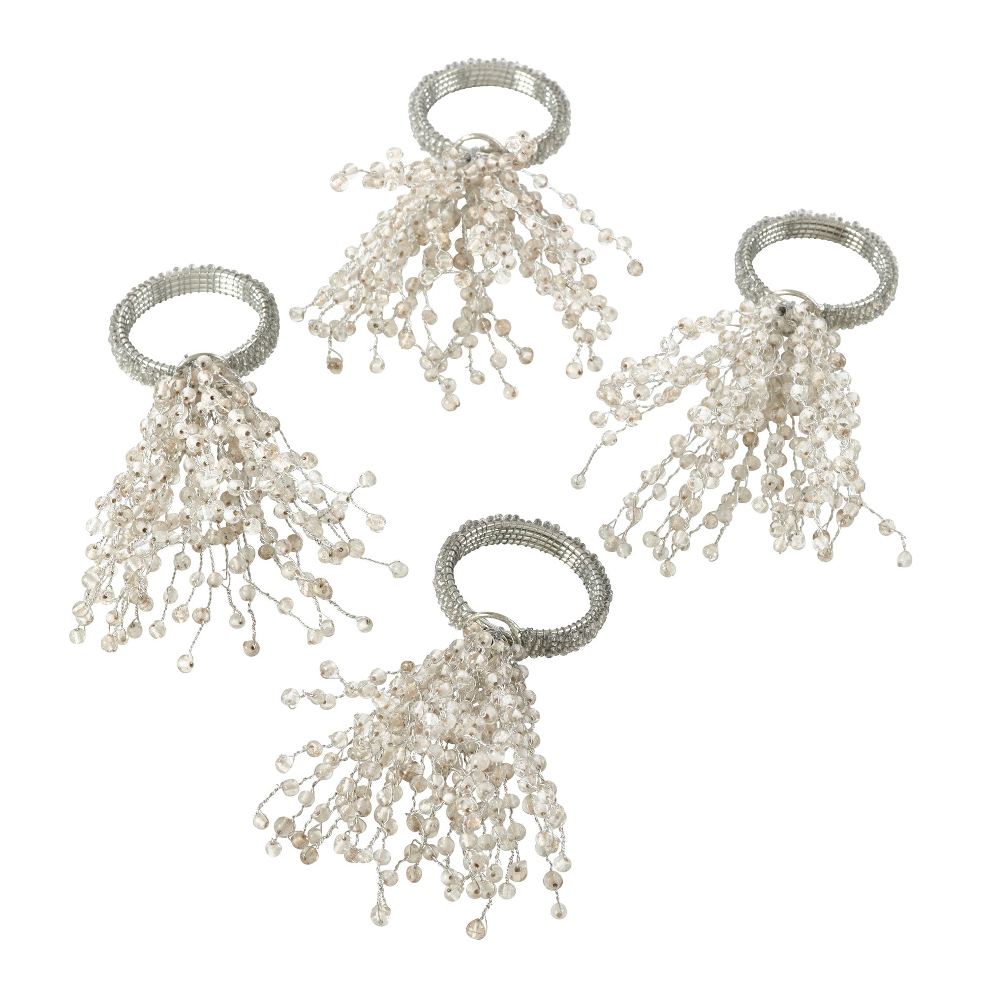 Beaded Burst Design Napkin Rings, Set of 4