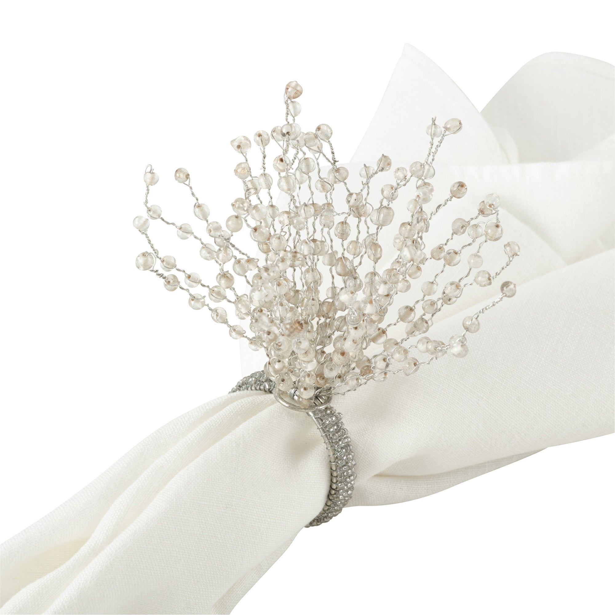 Beaded Burst Design Napkin Rings, Set of 4