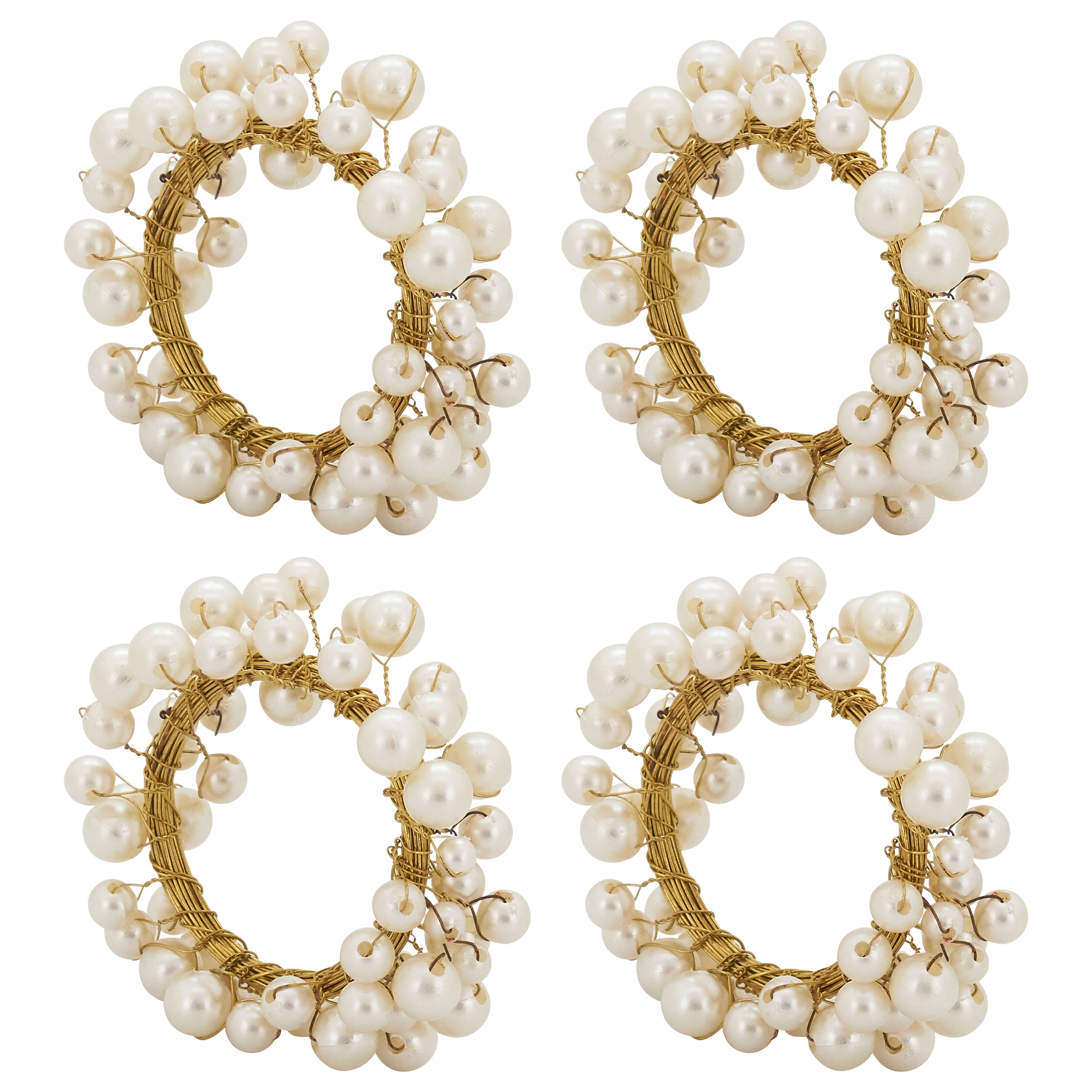 Pearl Design Metal Napkin Ring, Set of 4