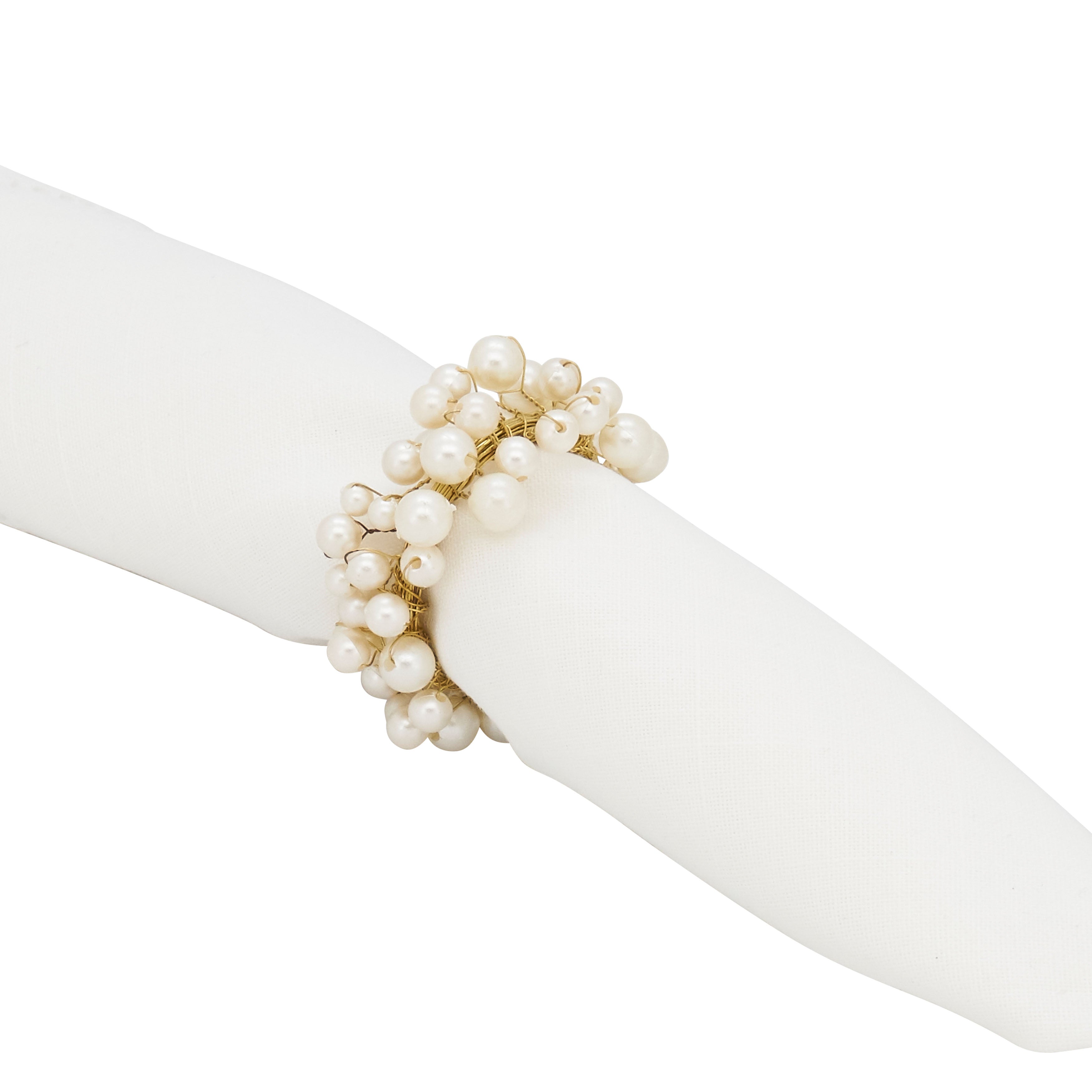 Pearl Design Metal Napkin Ring, Set of 4