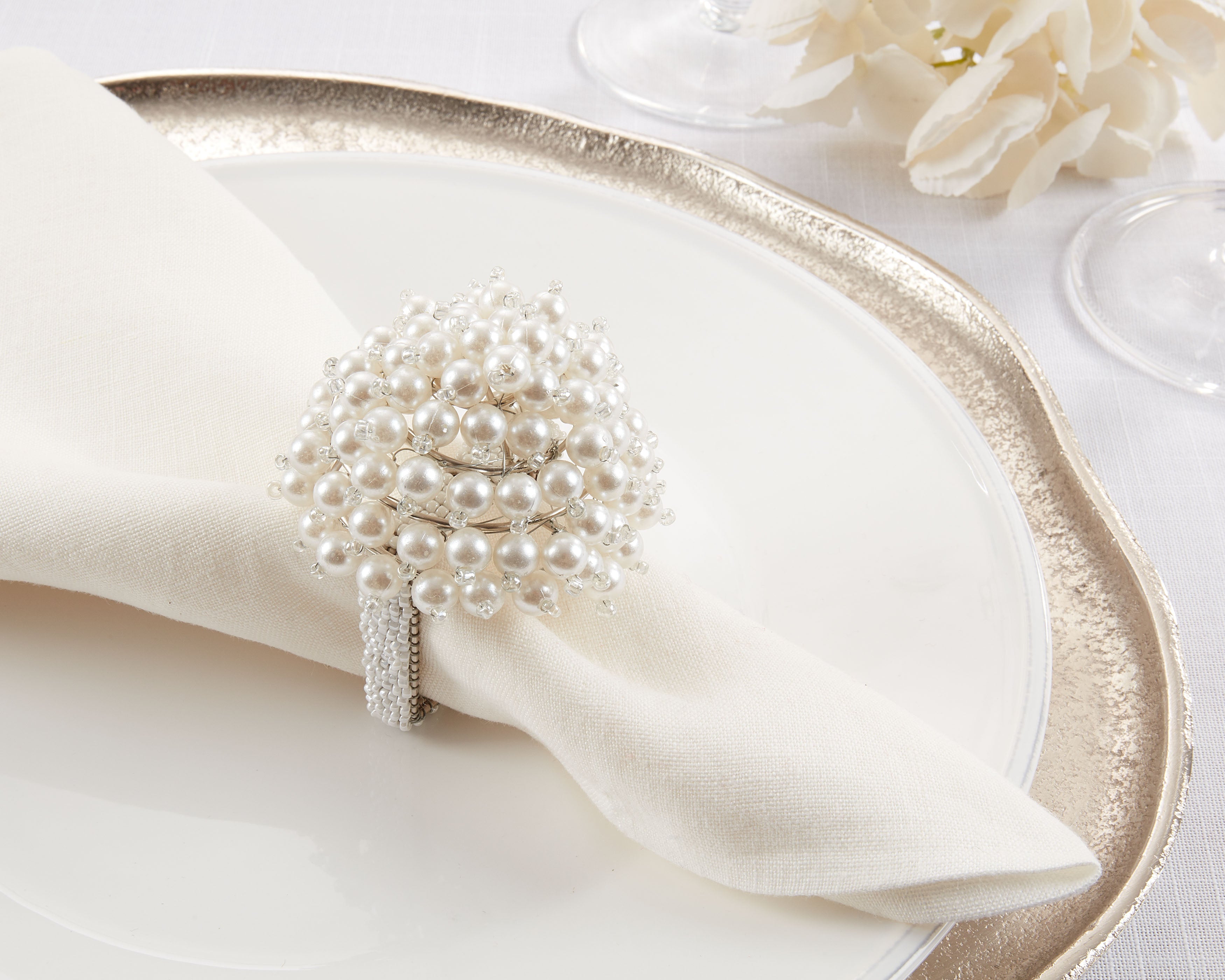 Pearl Dome Napkin Ring, Set of 4