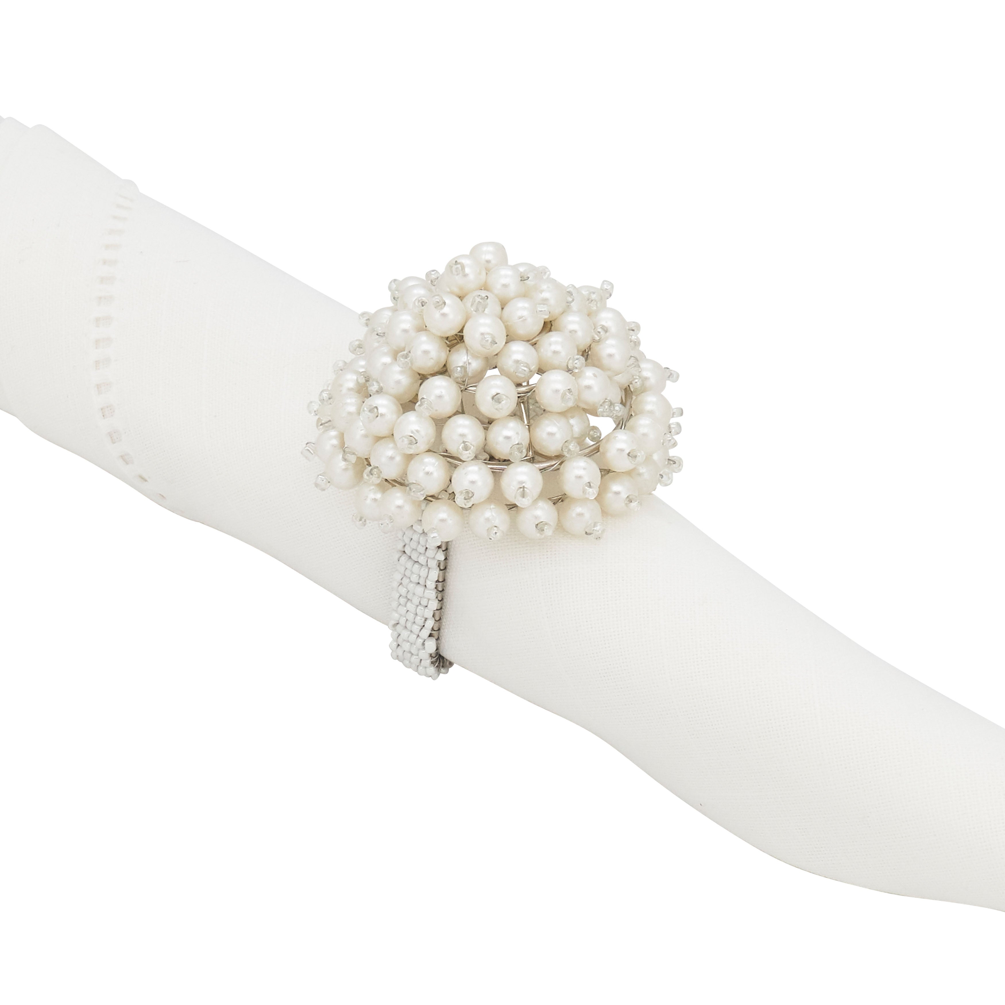 Pearl Dome Napkin Ring, Set of 4