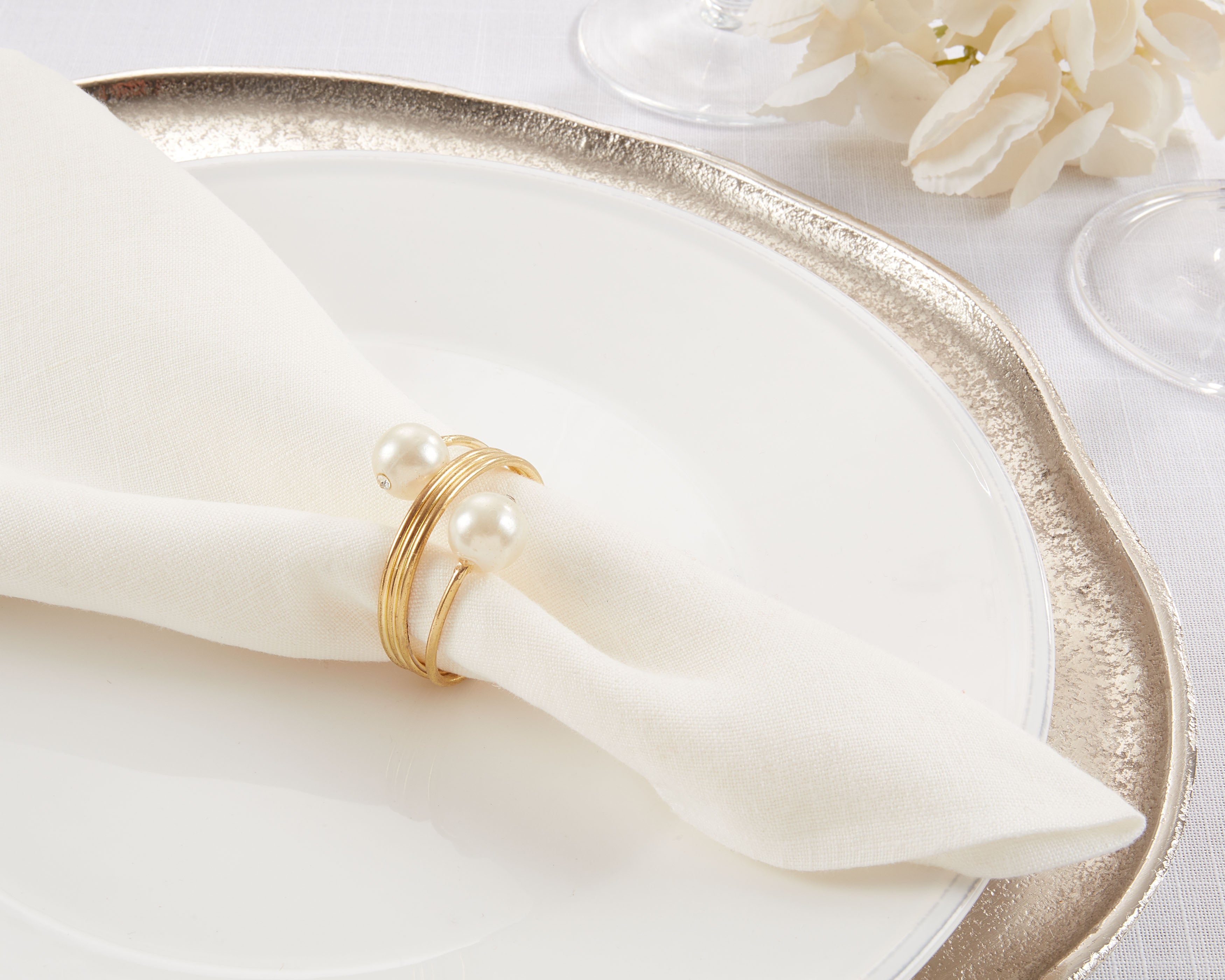 Double Pearl Napkin Ring, Set of 4