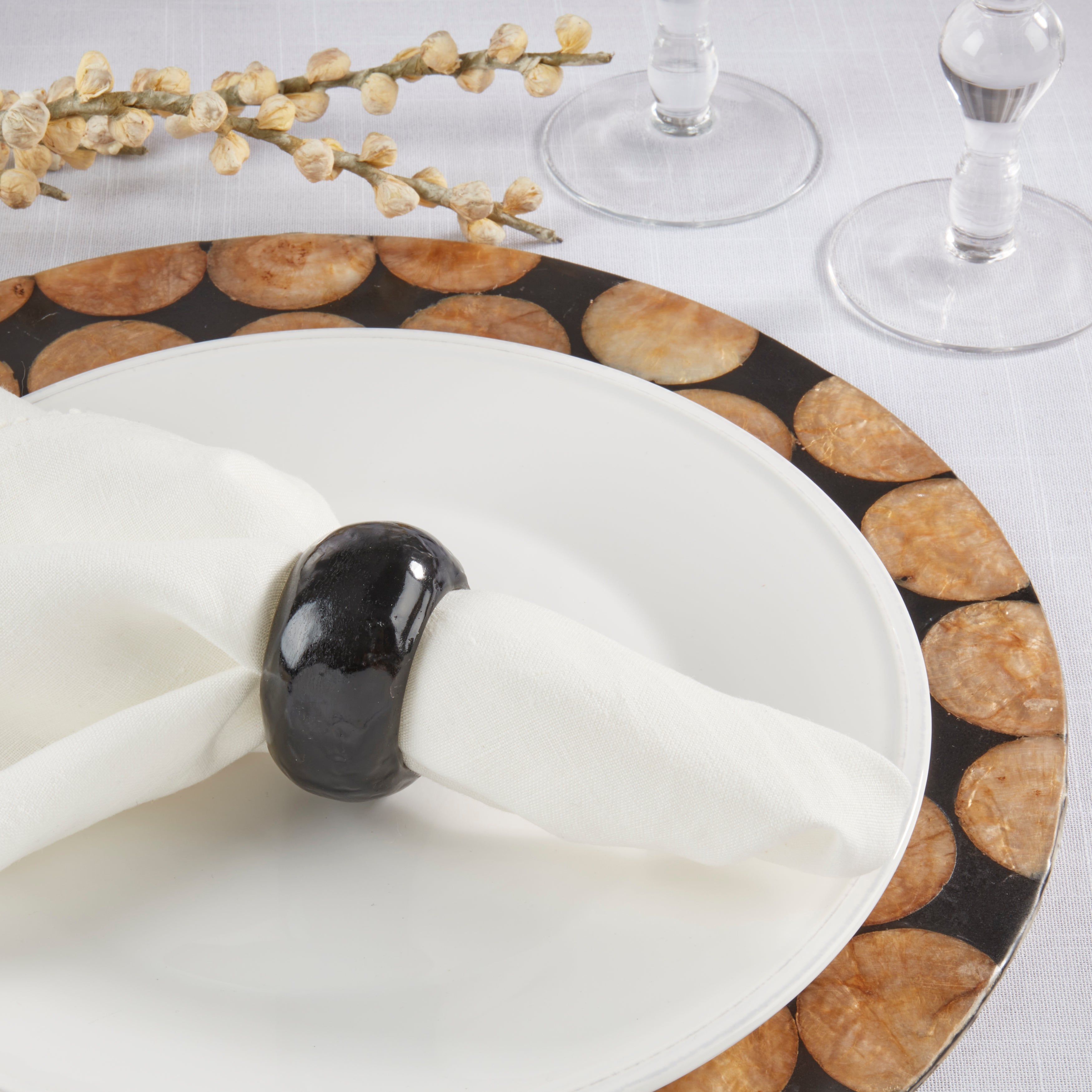 Textured Capiz Napkin Ring, Set of 4