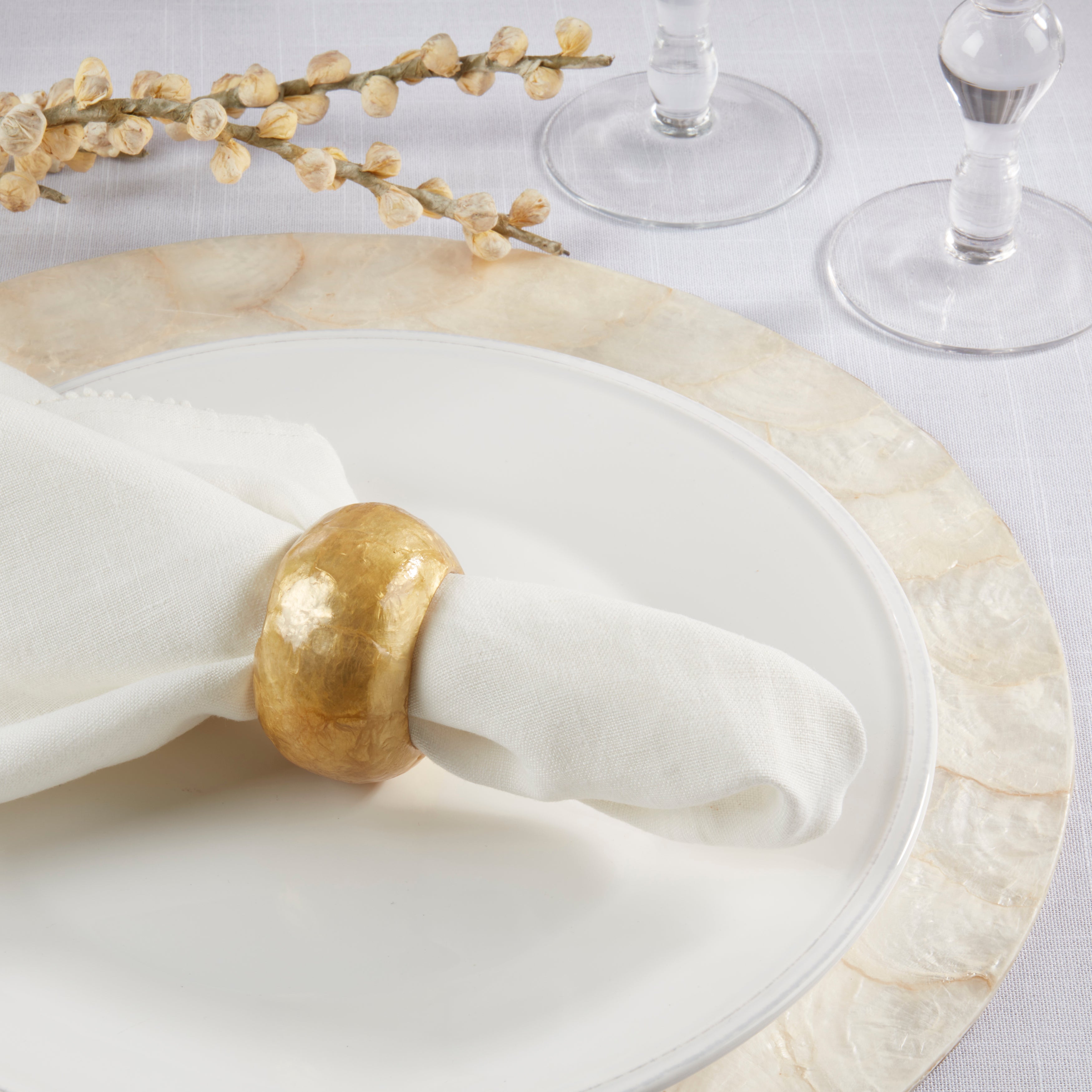 Textured Capiz Napkin Ring, Set of 4