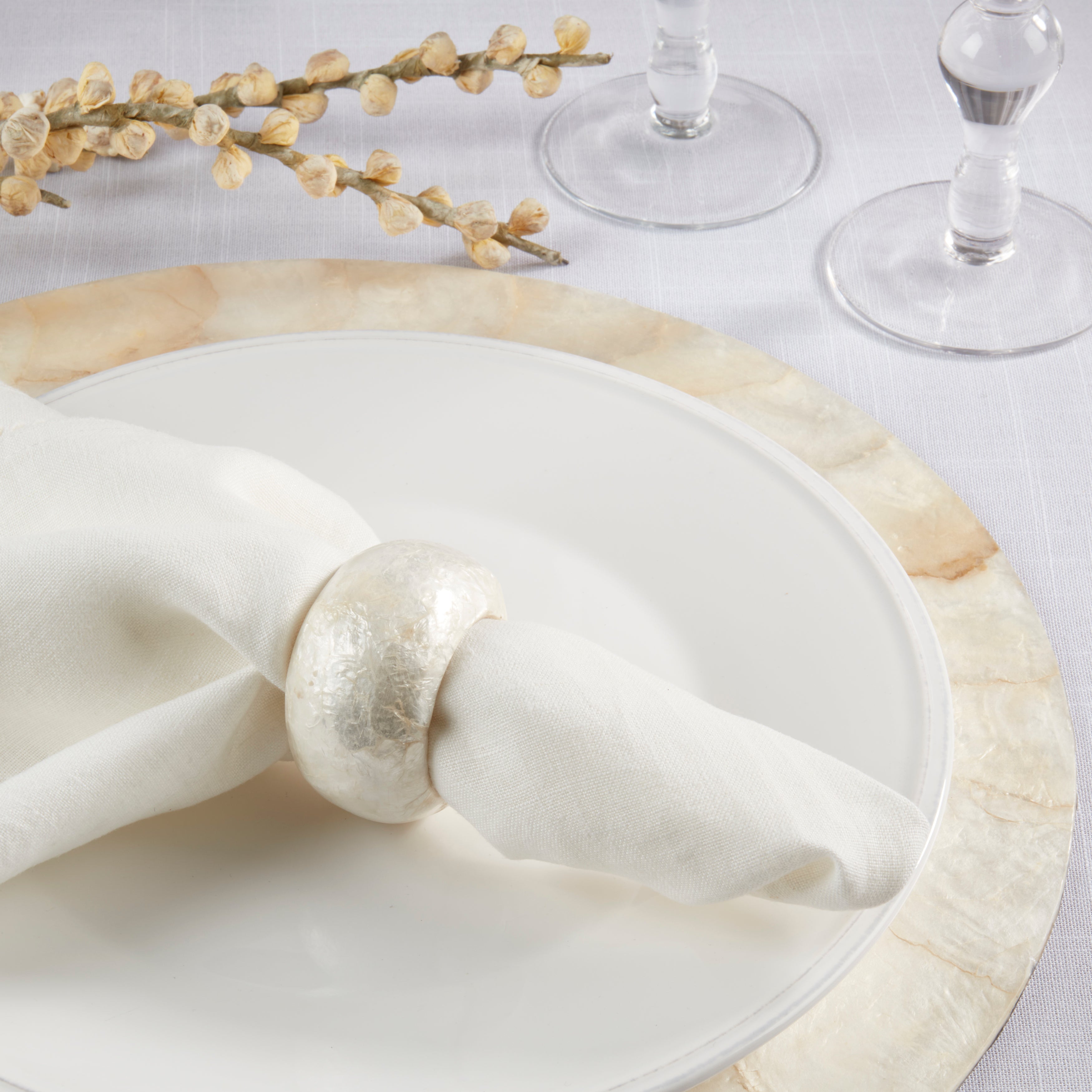 Textured Capiz Napkin Ring, Set of 4