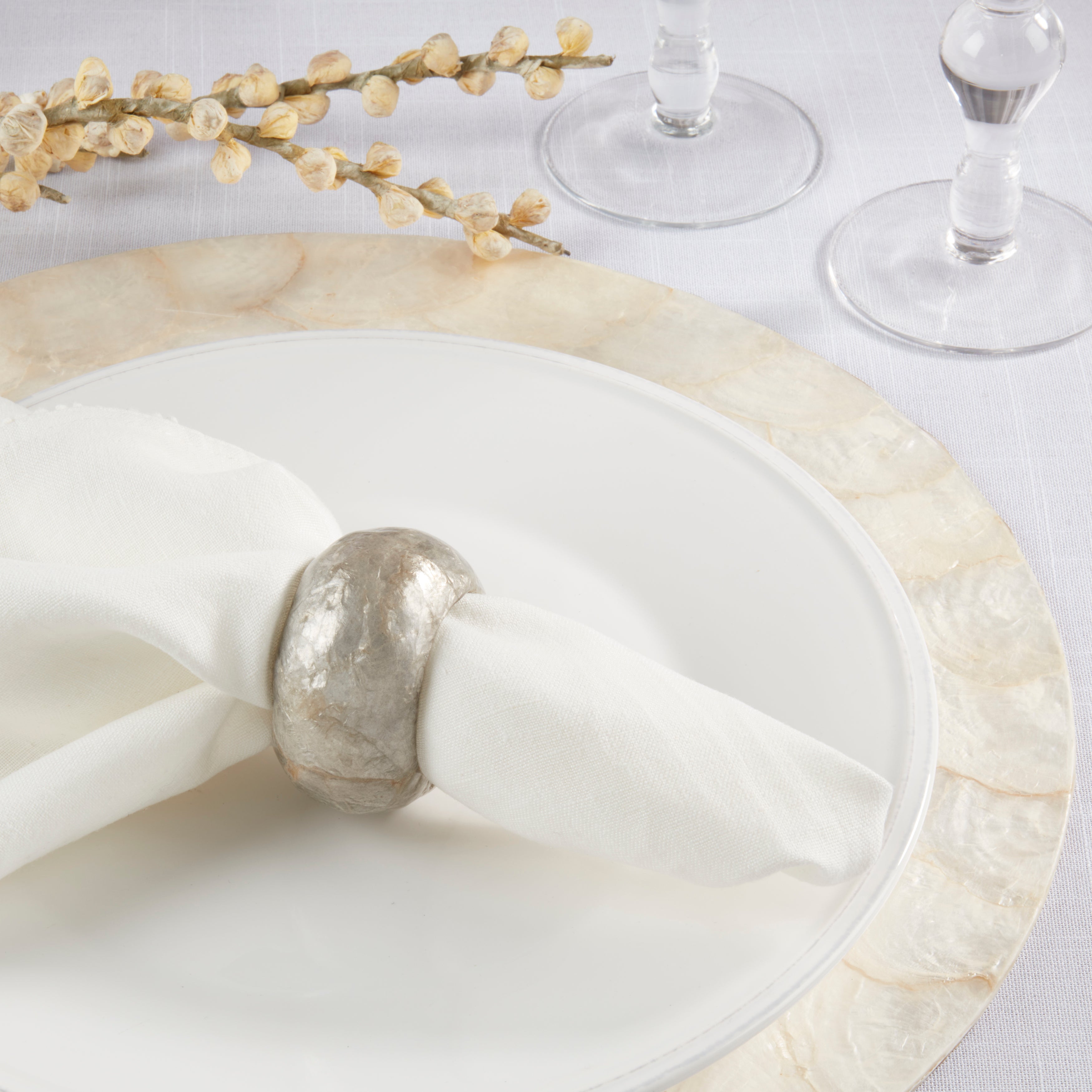 Textured Capiz Napkin Ring, Set of 4