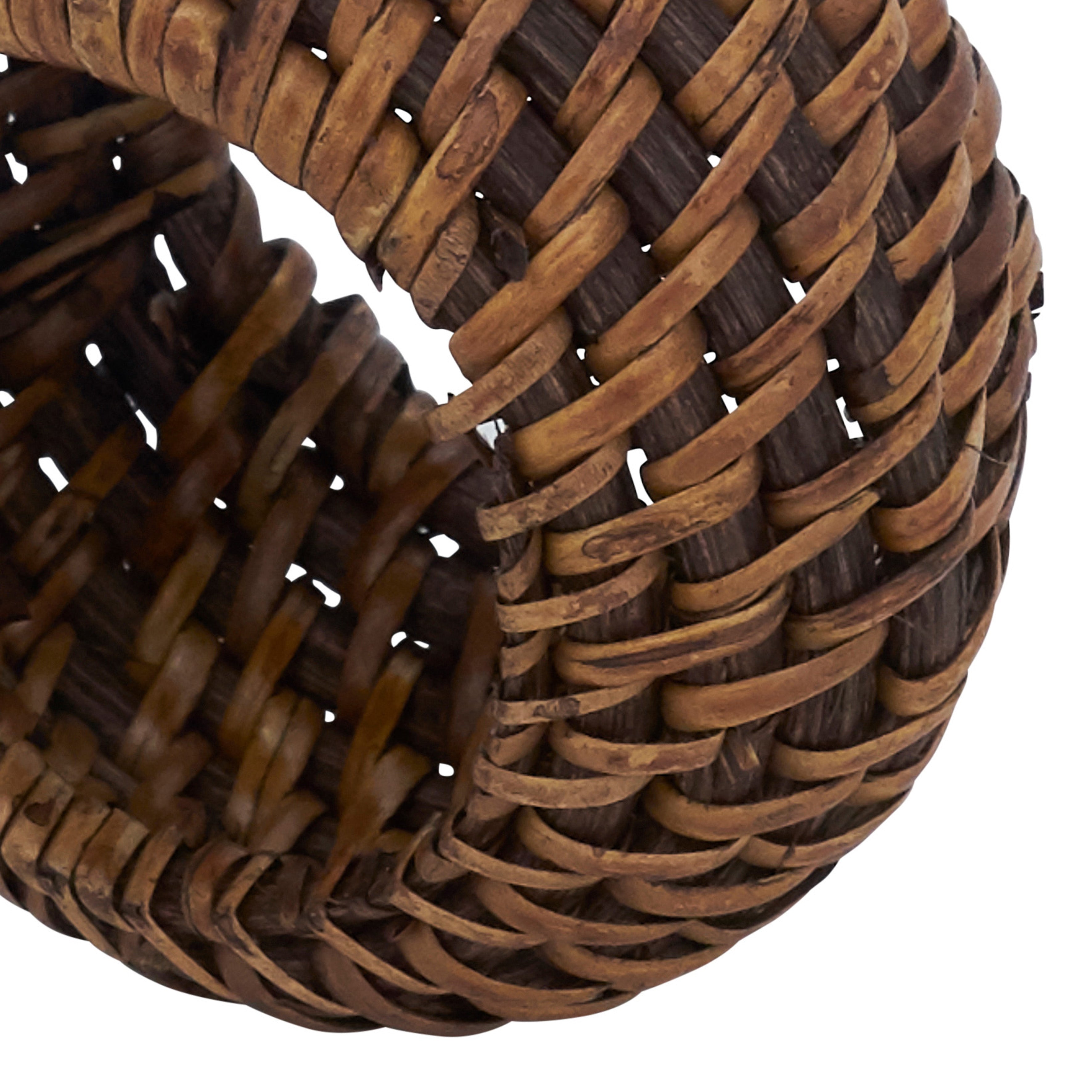 Woven Round Rattan Napkin Ring, Set of 4