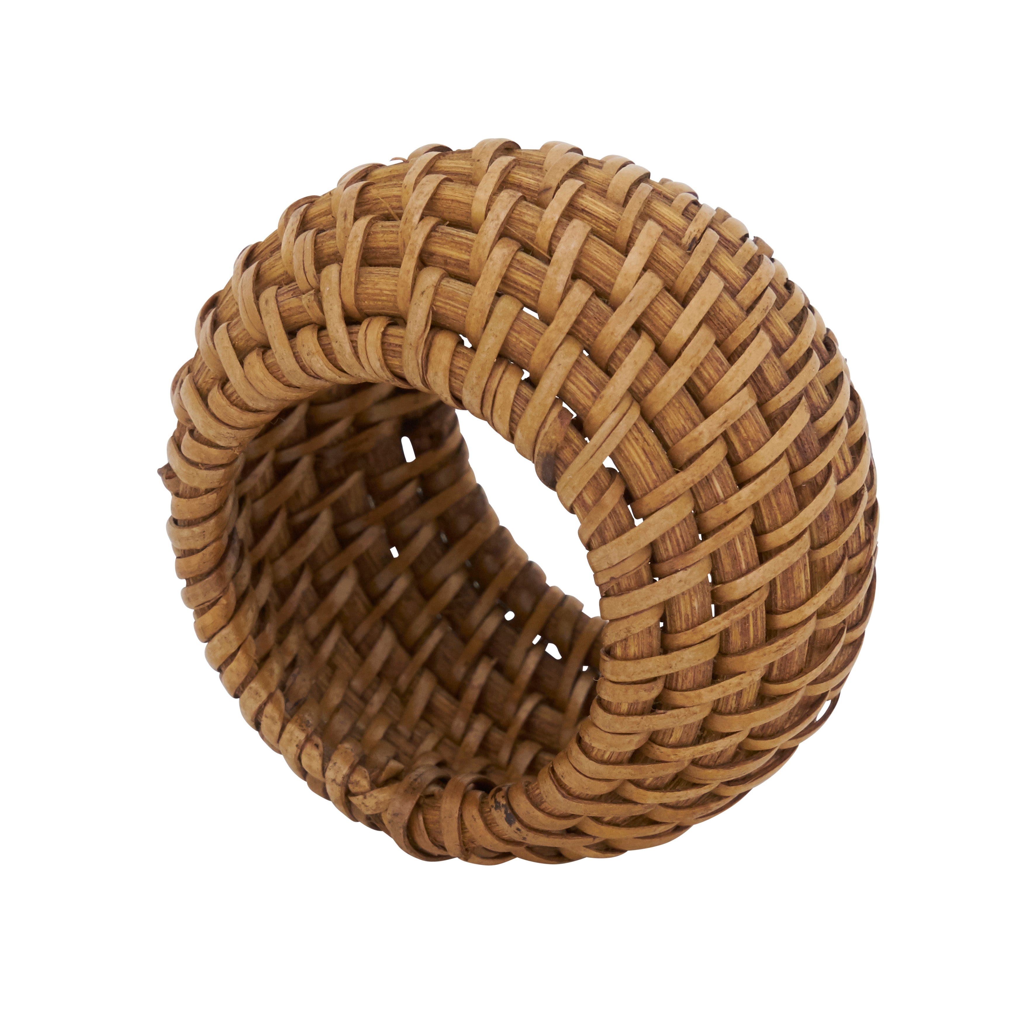 Woven Round Rattan Napkin Ring, Set of 4